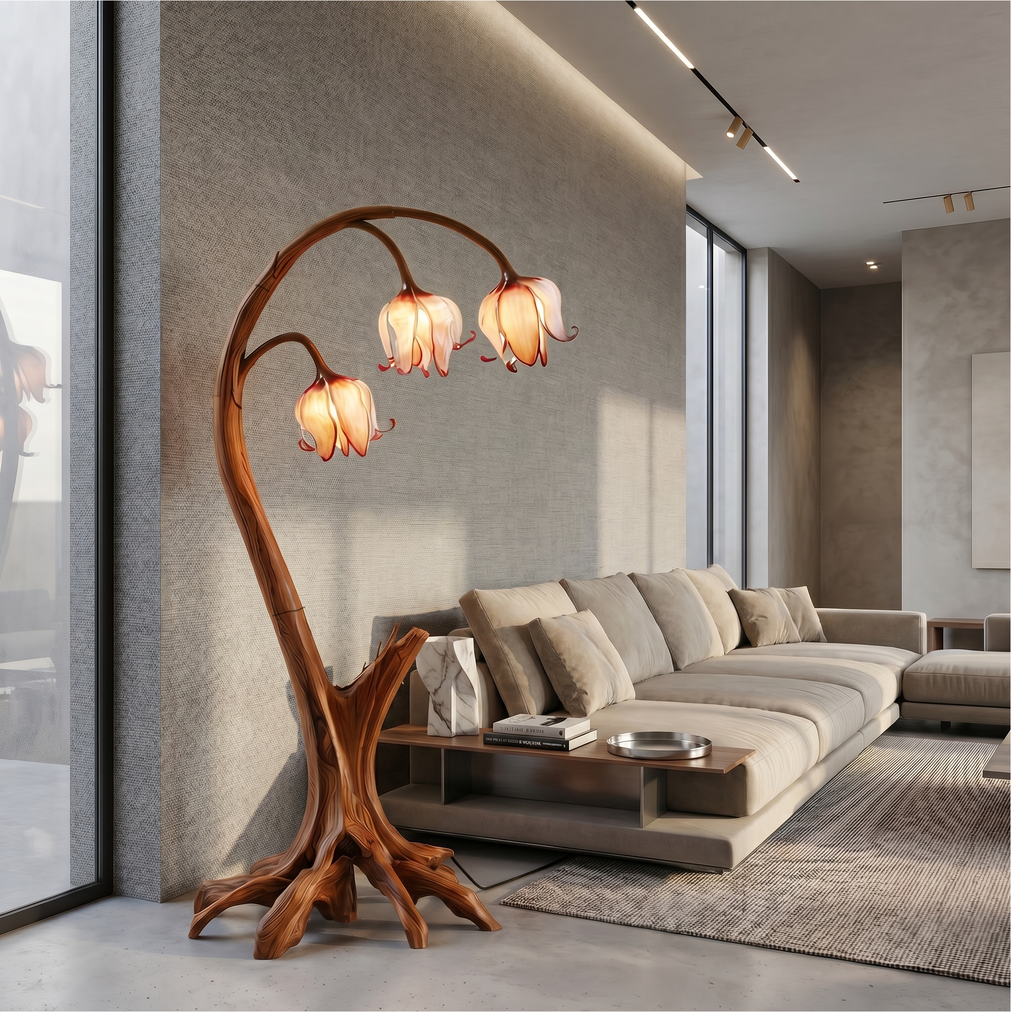 Rustic Floor Lamp With Blooming Bell Flower Design For Bedroom And Living Room