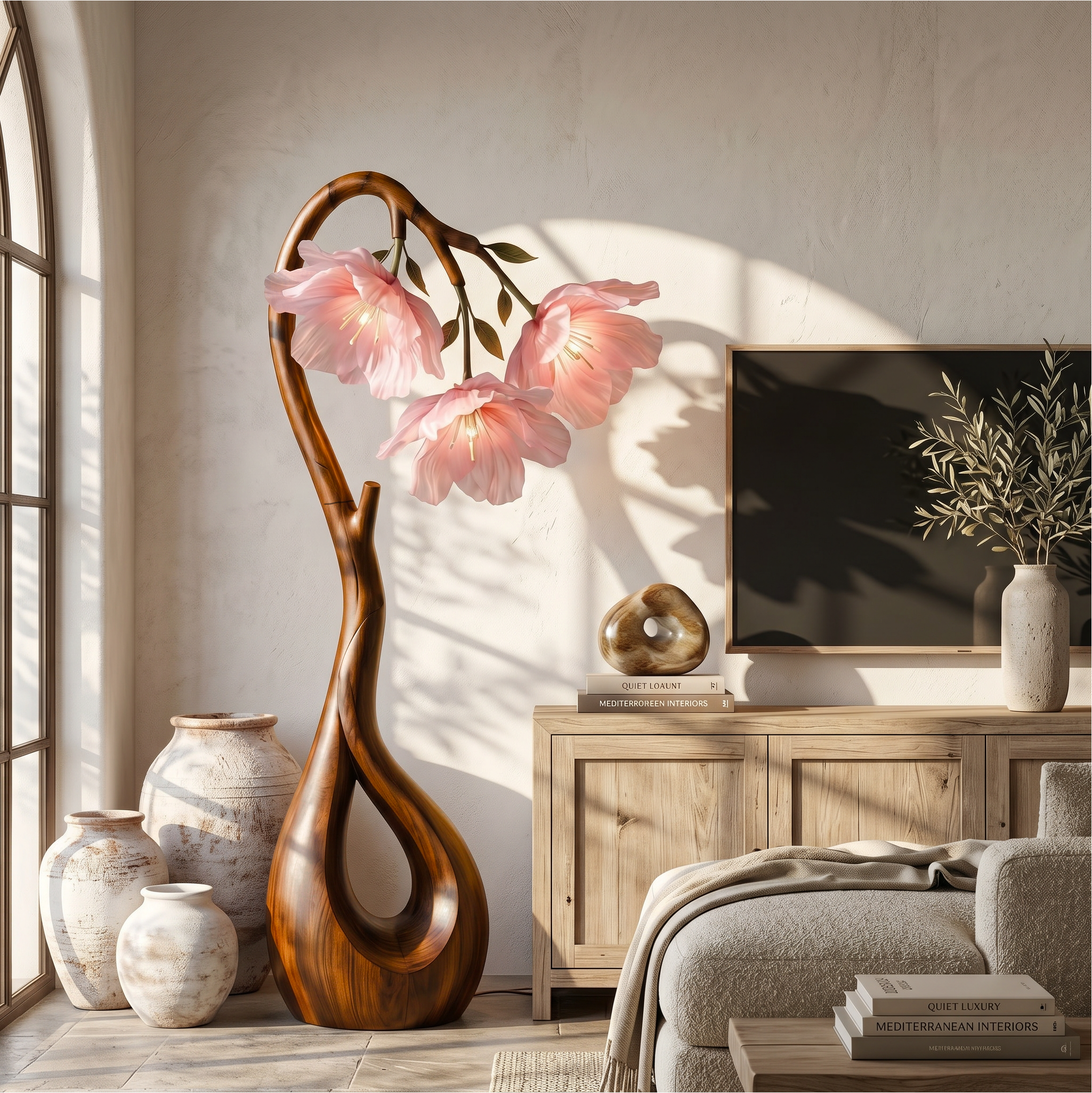Modern Floor Lamp With Nature Inspired Silhouette For Living Room And Reading Nook