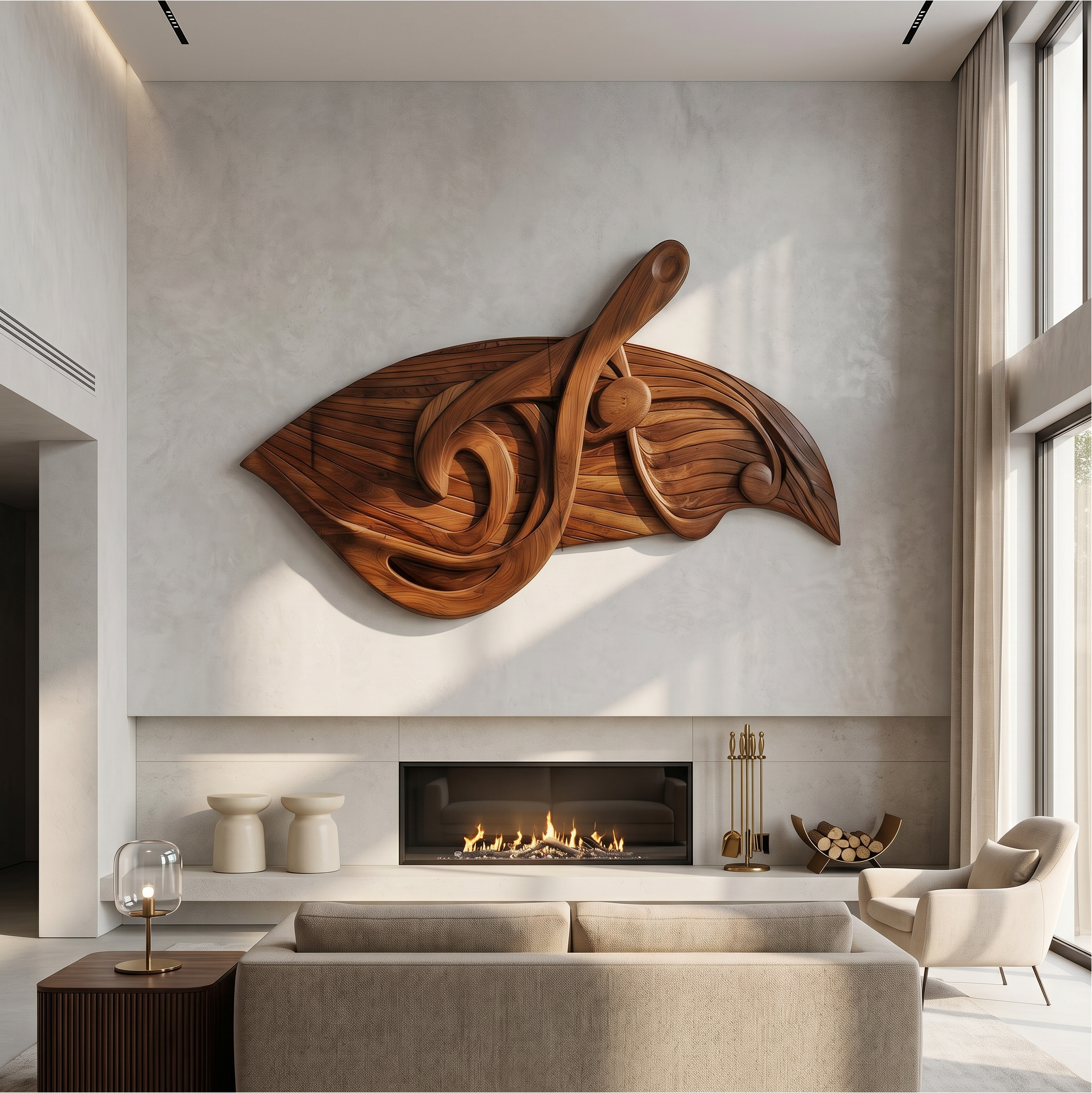 Organic Music Note Wall Art With Guitar Motif For Living Room