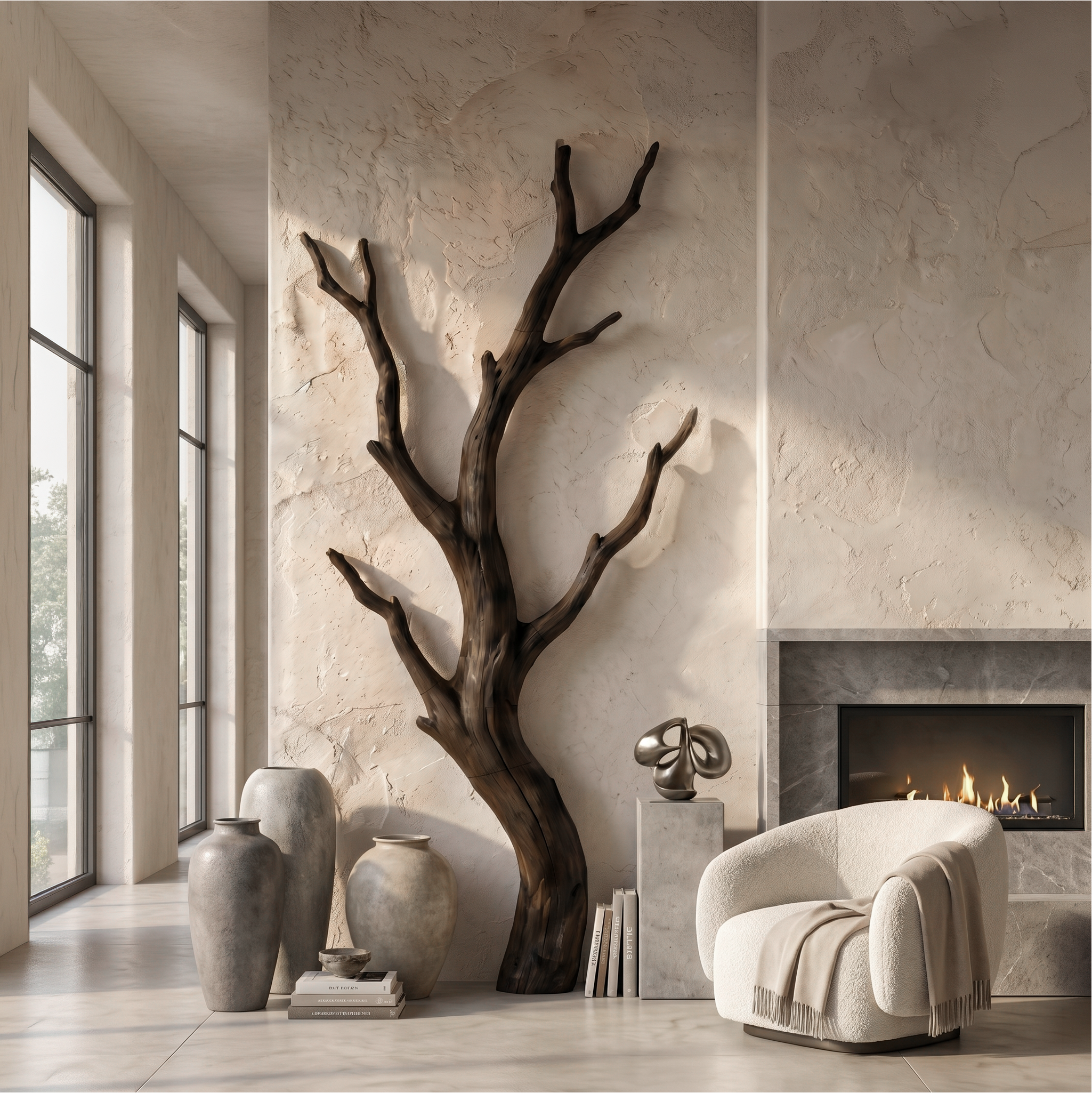Organic Modern Branch Wall Art For Living Room