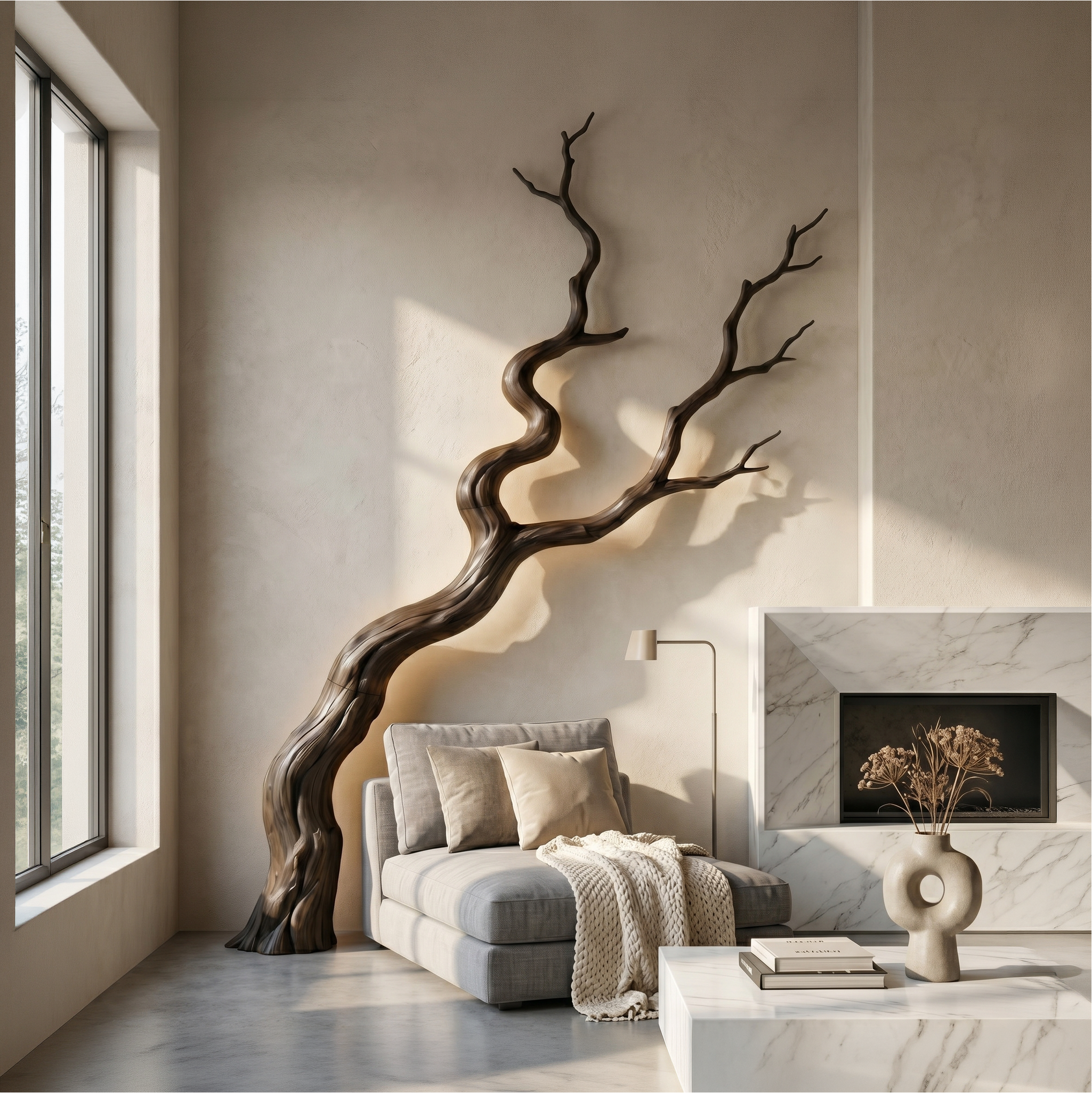 Nature Inspired Wall Decor Sculptural Branch Design For Living Room