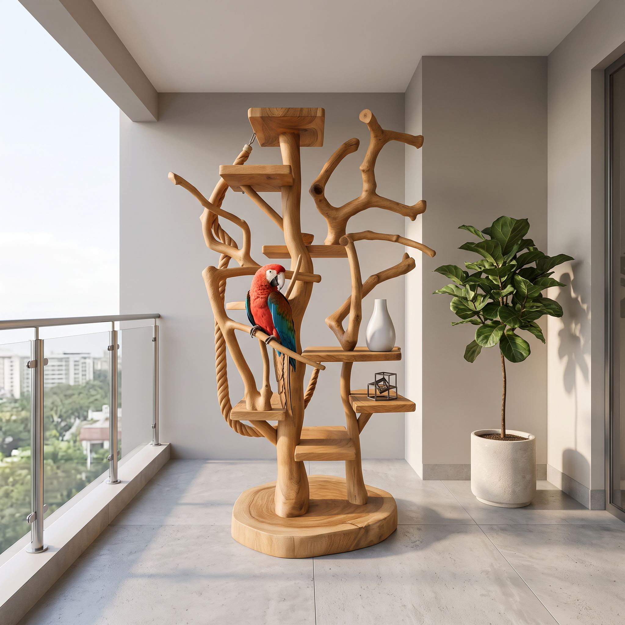 Natural Tree Parrot Stand For Living Room And Bird Room