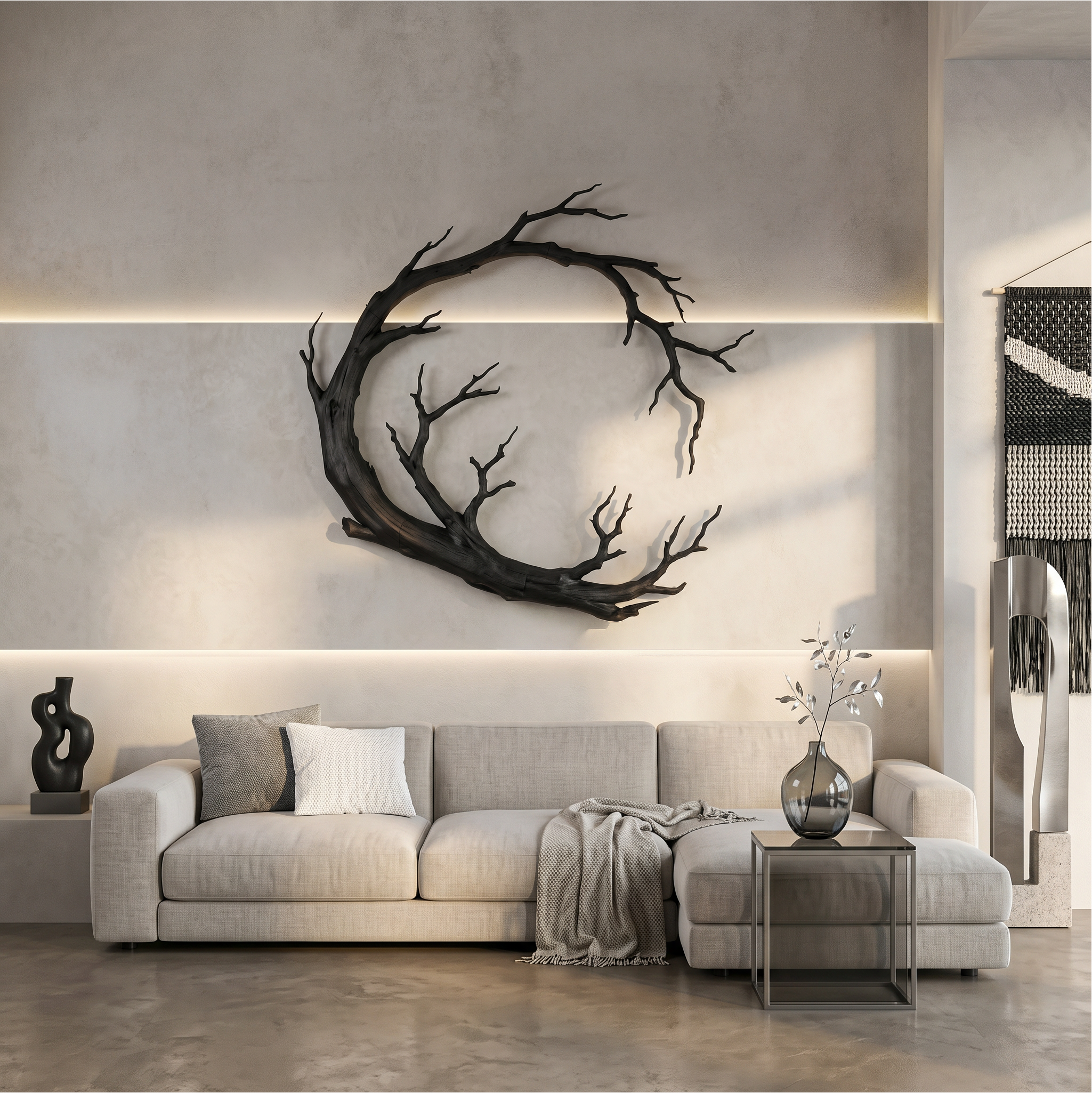 Nature Inspired Wall Decor Organic Branch Ring For Living Room