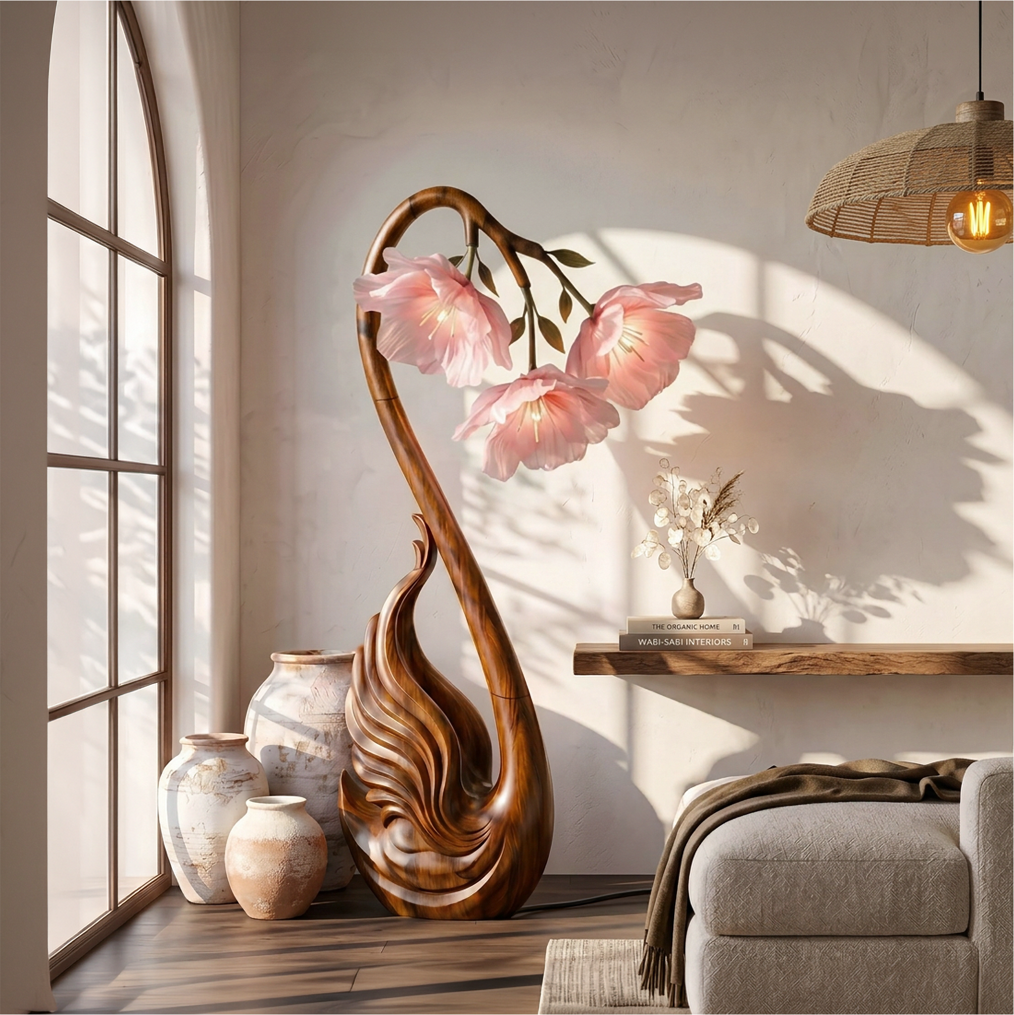 Modern Floor Lamp Sculptural Flower Design For Living Room