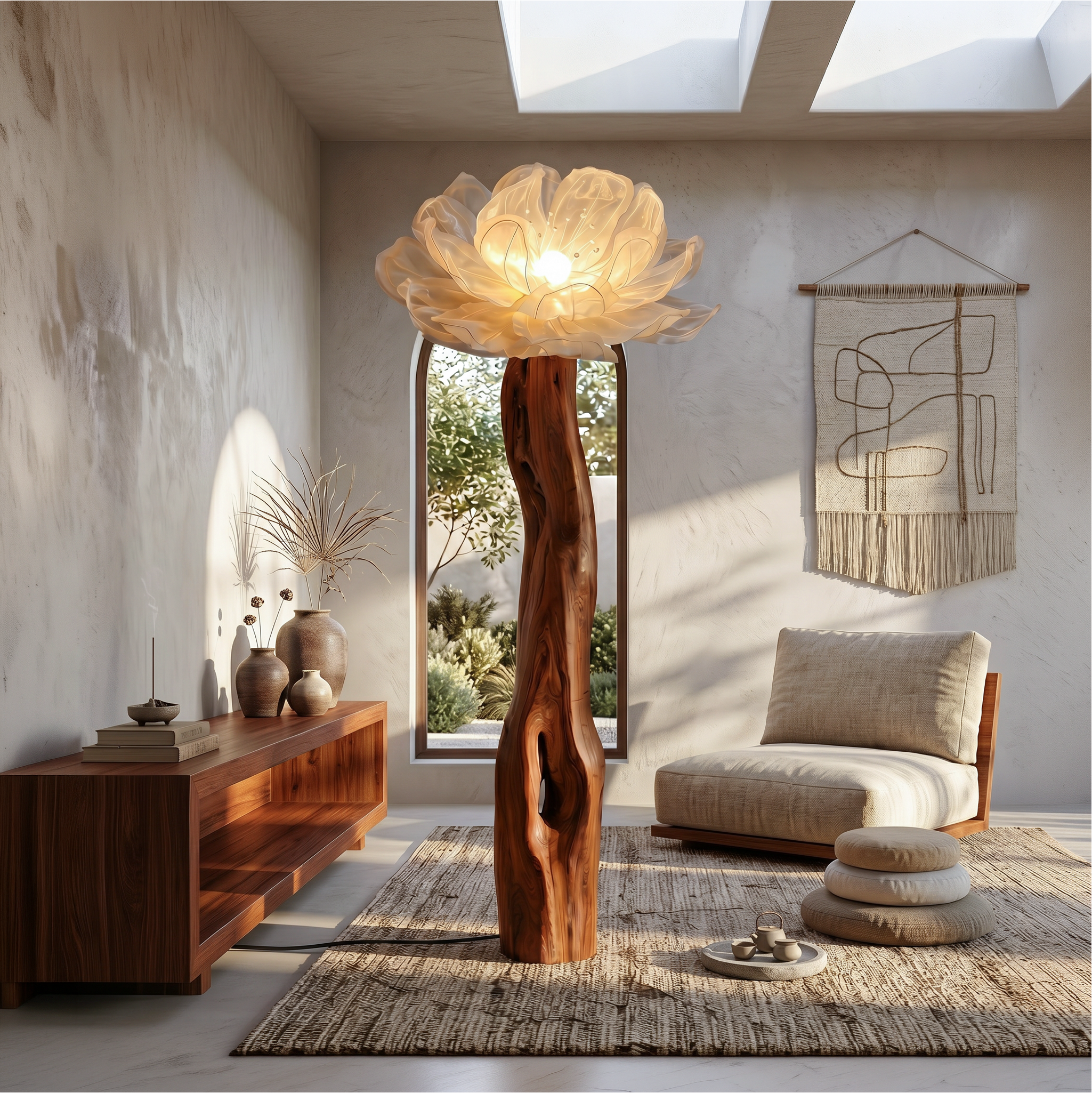 Artistic Floor Lamp Sculptural Flower Arrangement For Living Room