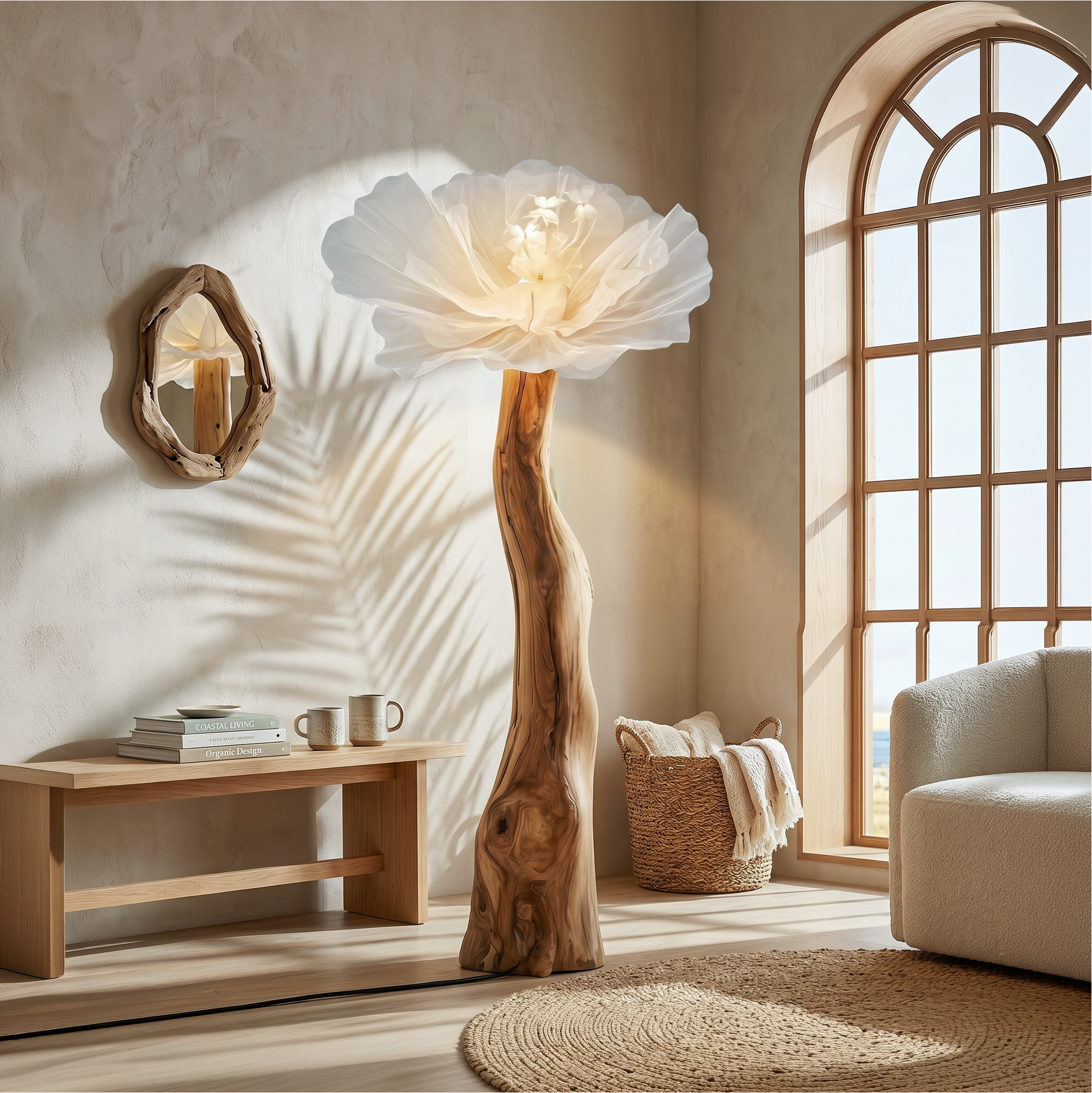 Sculptural Standing Lamp Organic Blossom Form For Living Room