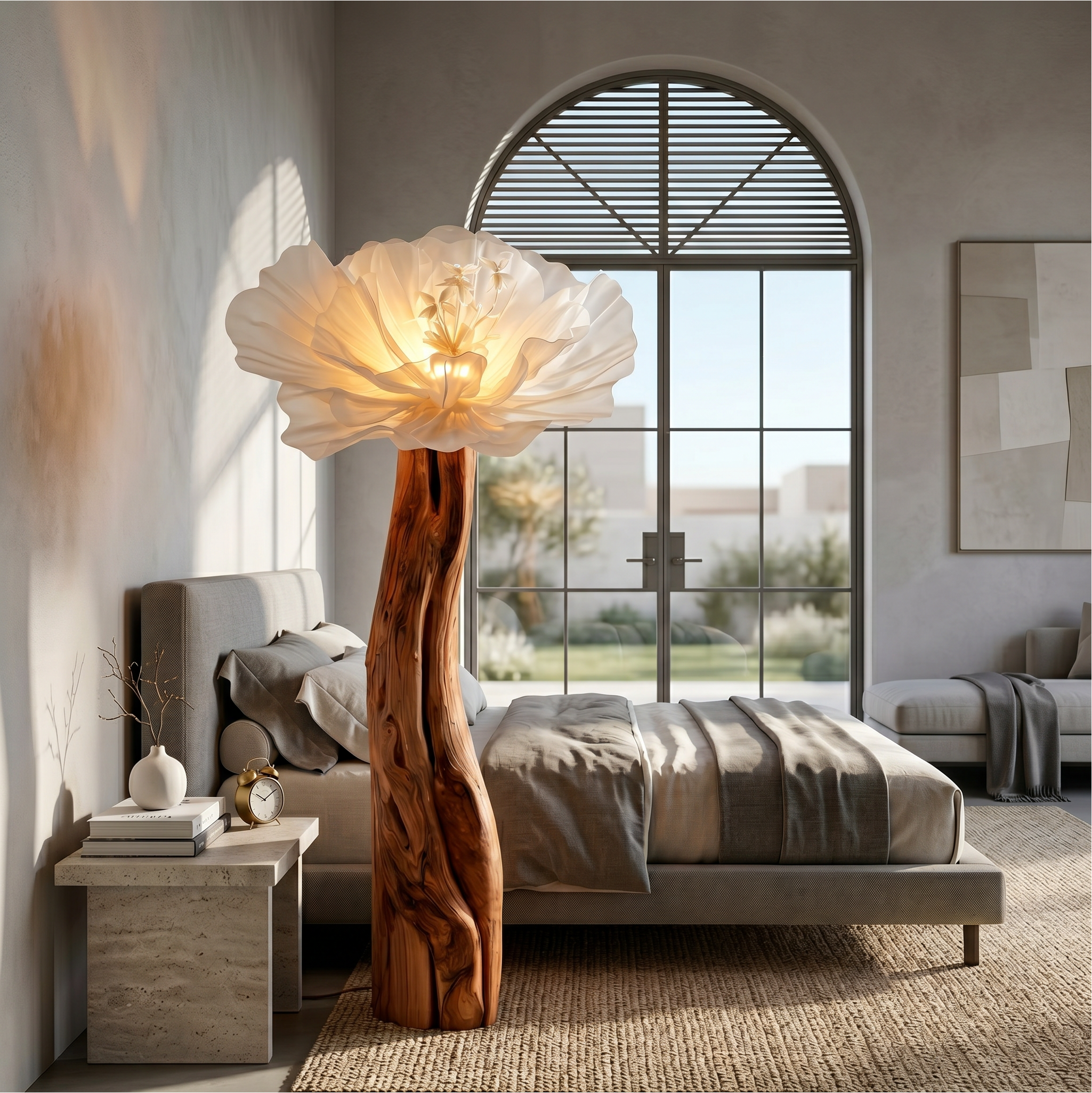 Statement Floor Lamp Nature Inspired Flower Sculpture For Living Room