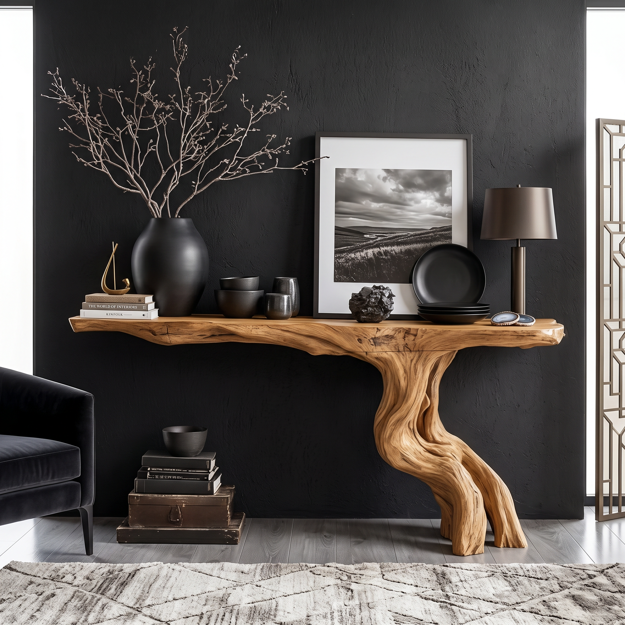 Rustic Console Table Driftwood Live Edge Natural Wood Gift