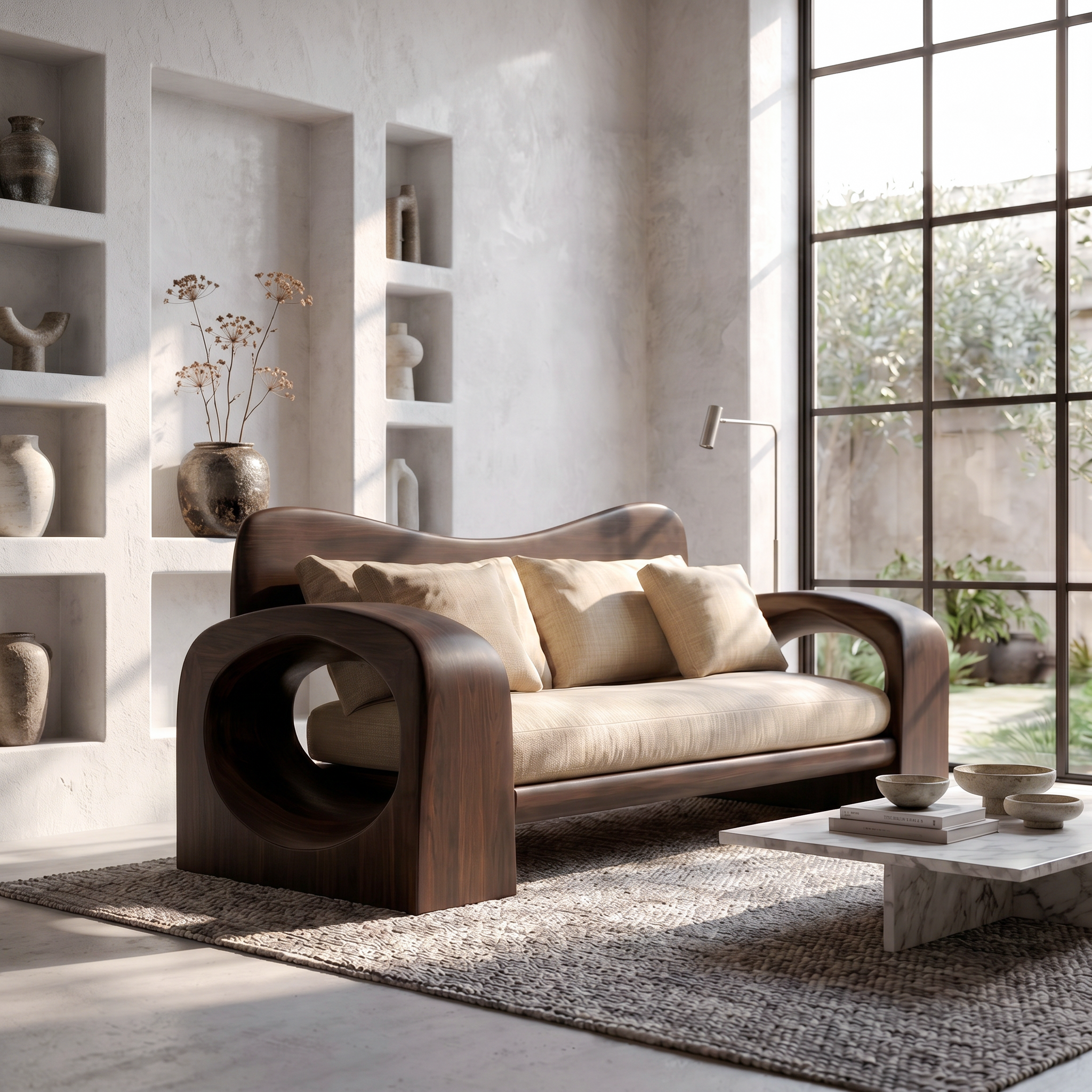 Organic Sofa Frame With Handcrafted Solid Wood Structure For Living Room