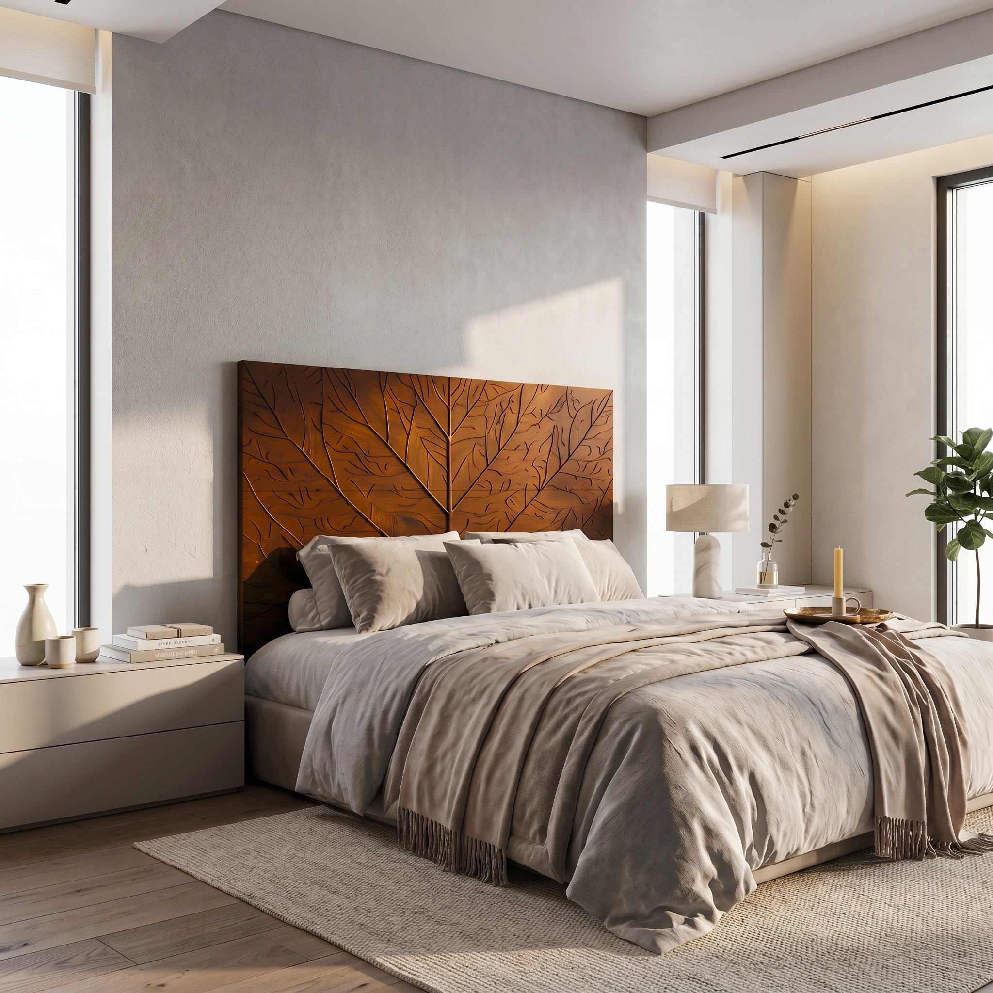 Contemporary Tree Ring Headboard Wooden Bed Headboard For Bedroom