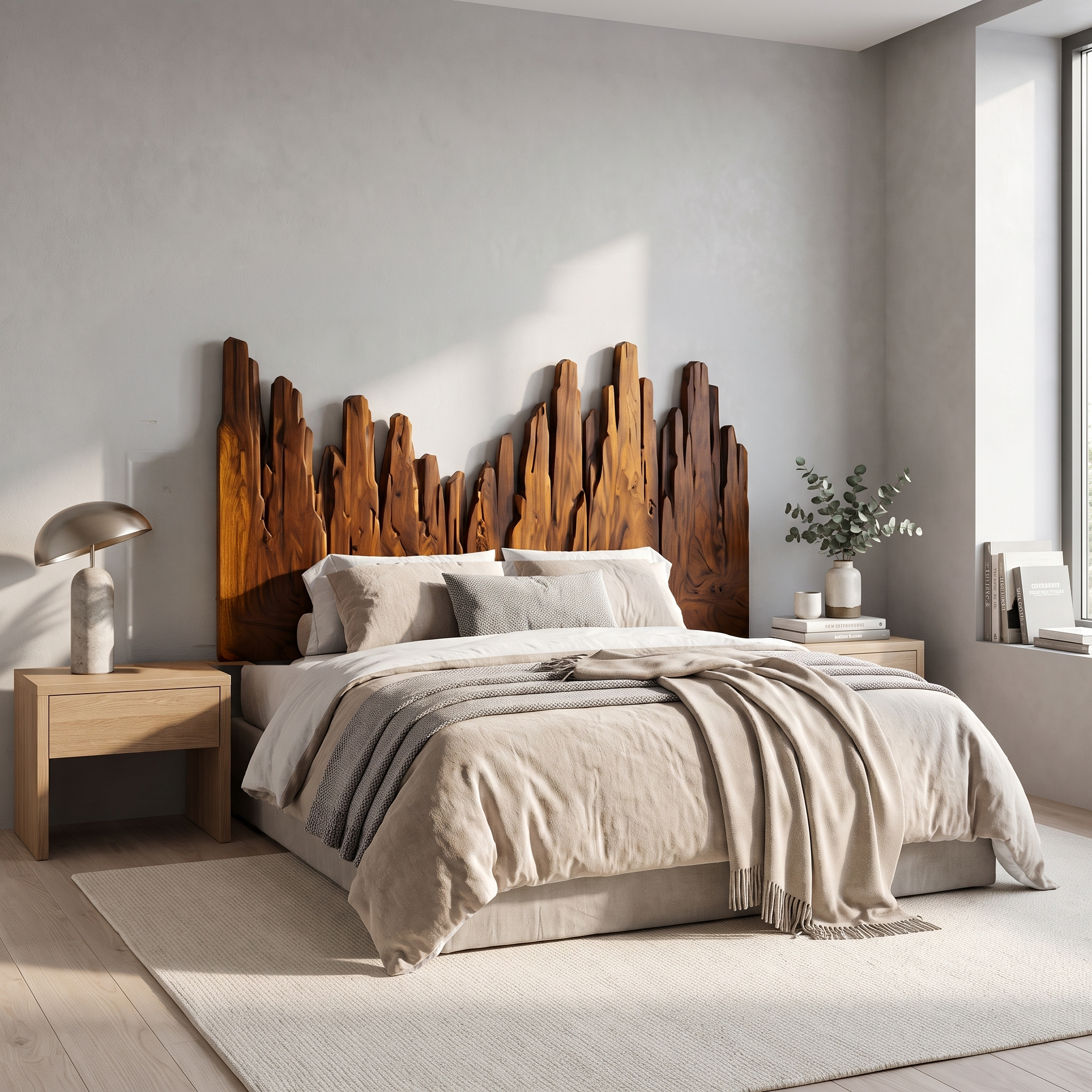 Rustic Skyline Headboard Wooden Bed Headboard For Bedroom