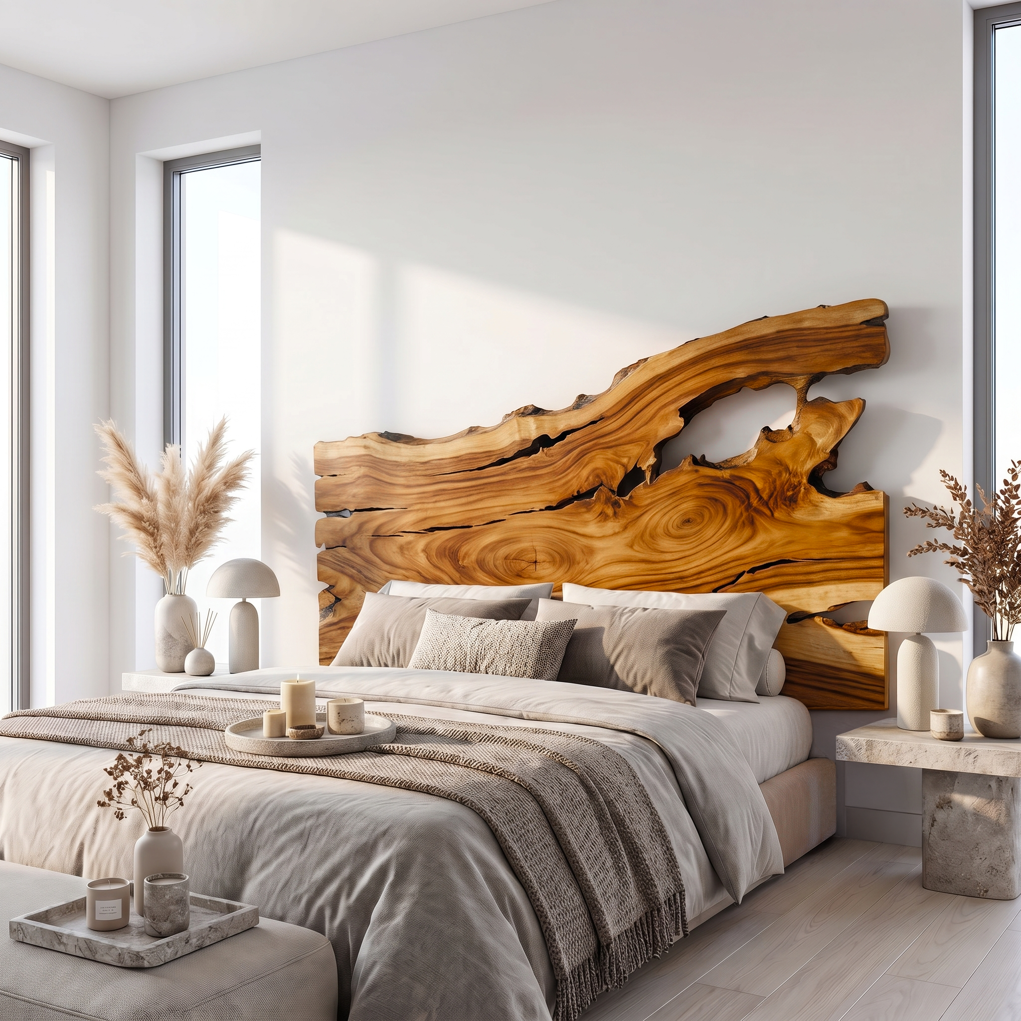 Organic Driftwood Headboard Wooden Bed Headboard For Bedroom