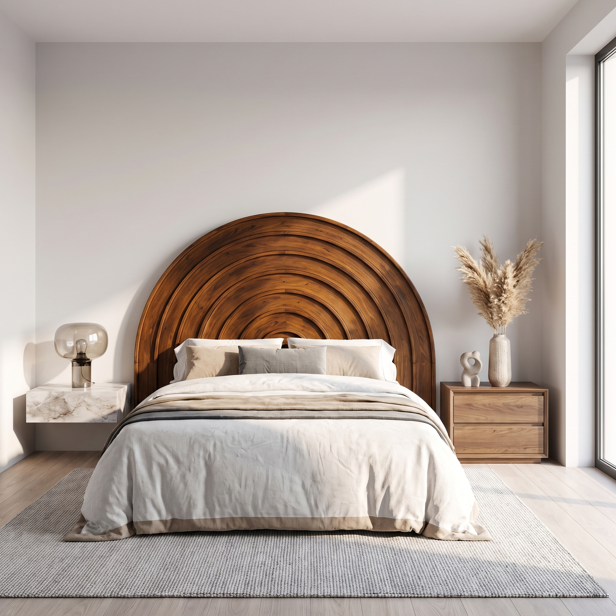 Contemporary Arched Headboard Wooden Bed Headboard For Bedroom
