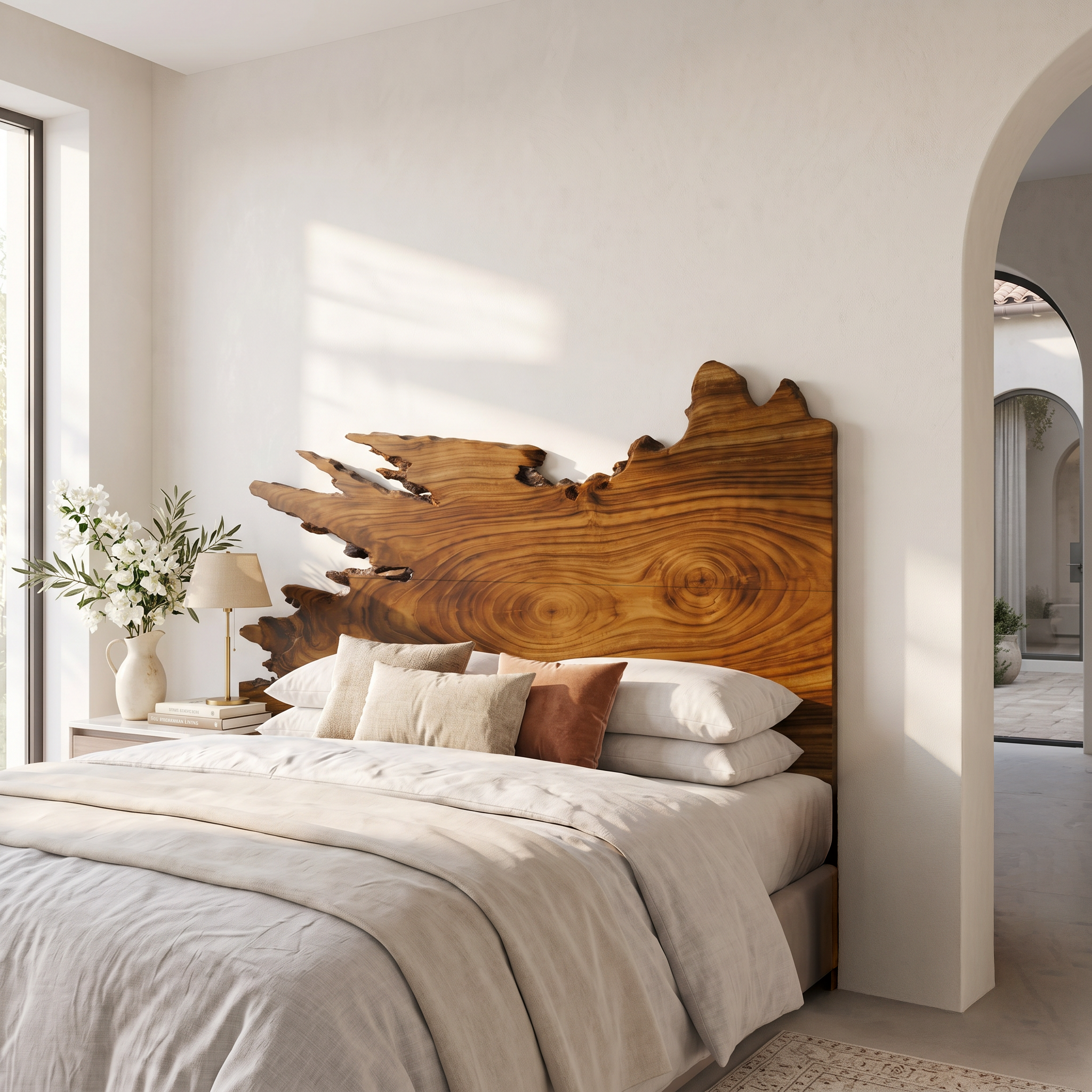 Organic Split Edge Headboard Wooden Bed Headboard For Bedroom
