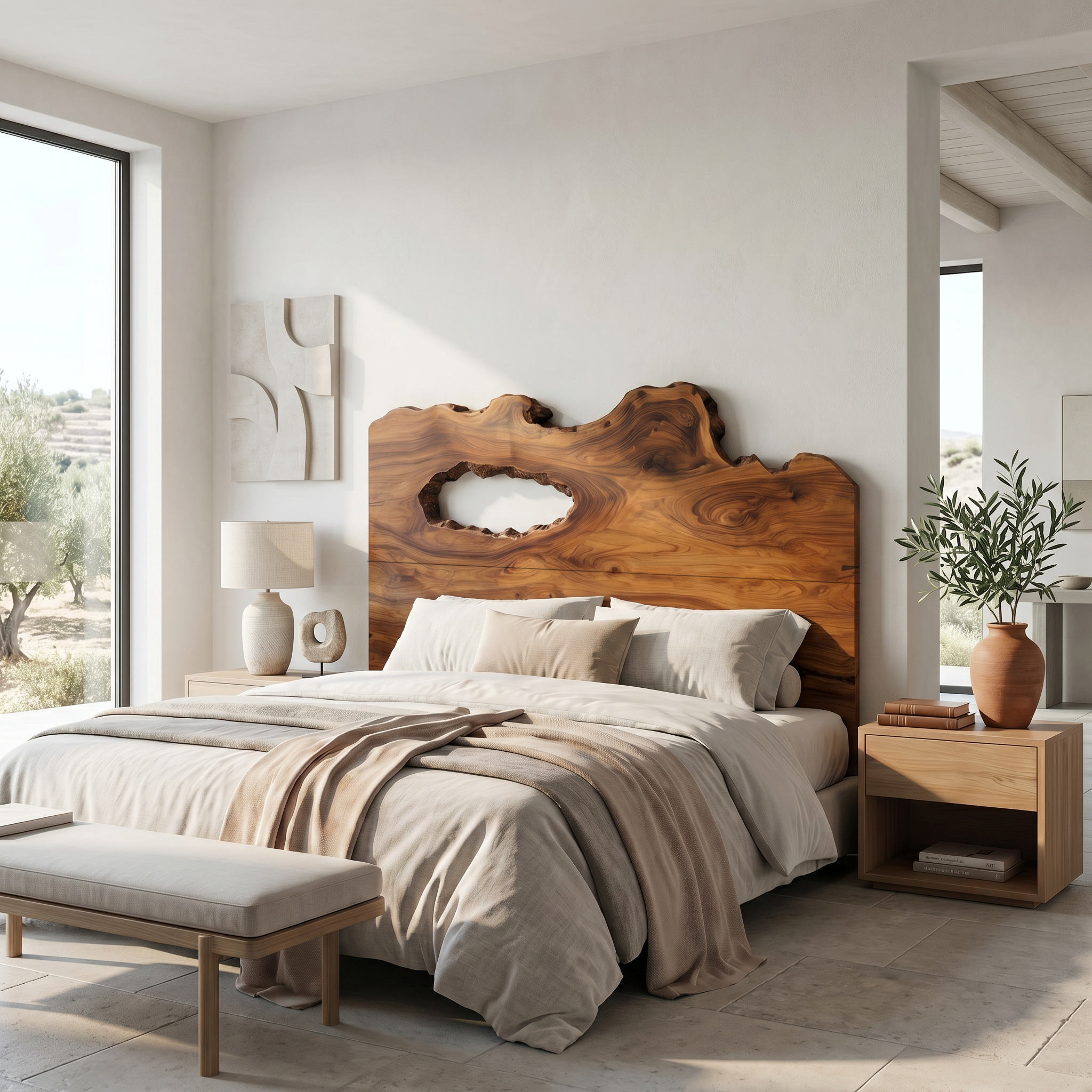 Rustic Natural Knot Headboard Wooden Bed Headboard For Bedroom