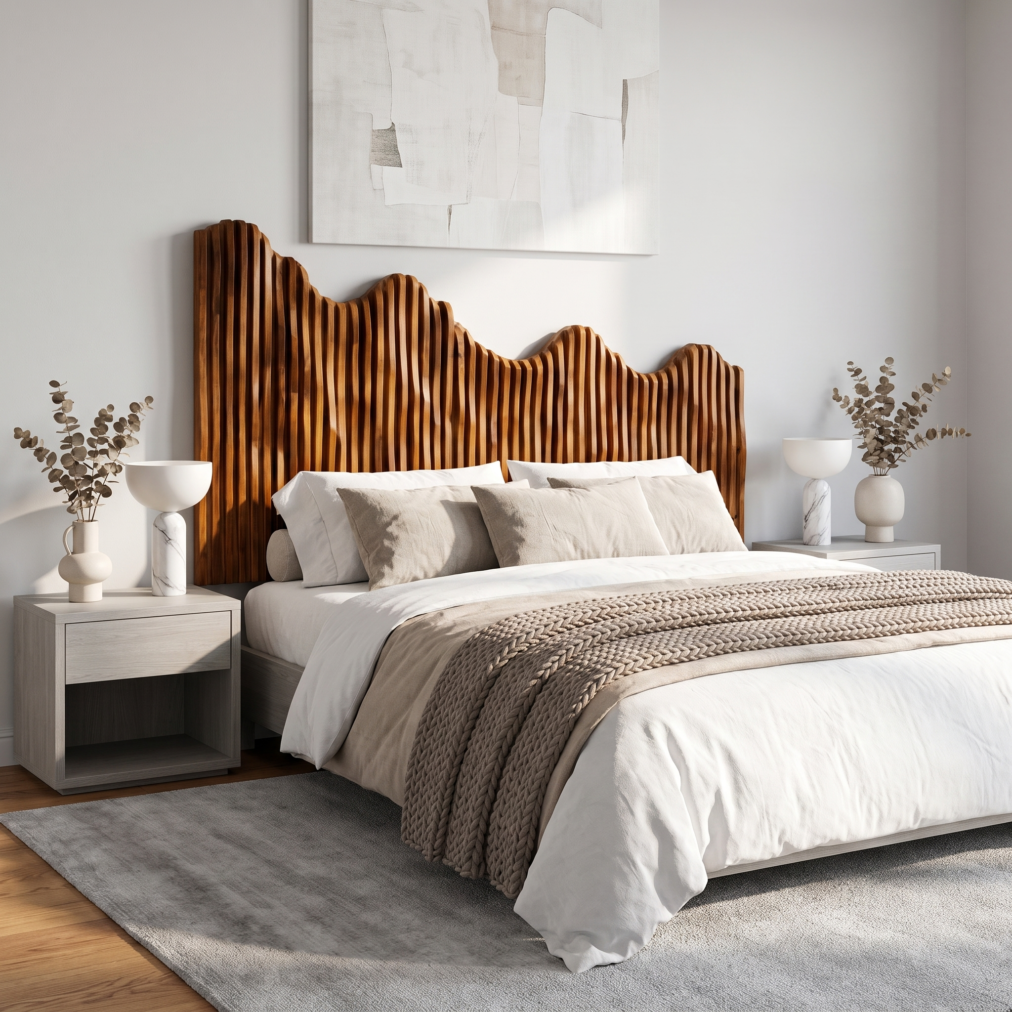 Organic Mountain Landscape Headboard Wooden Bed Headboard For Bedroom