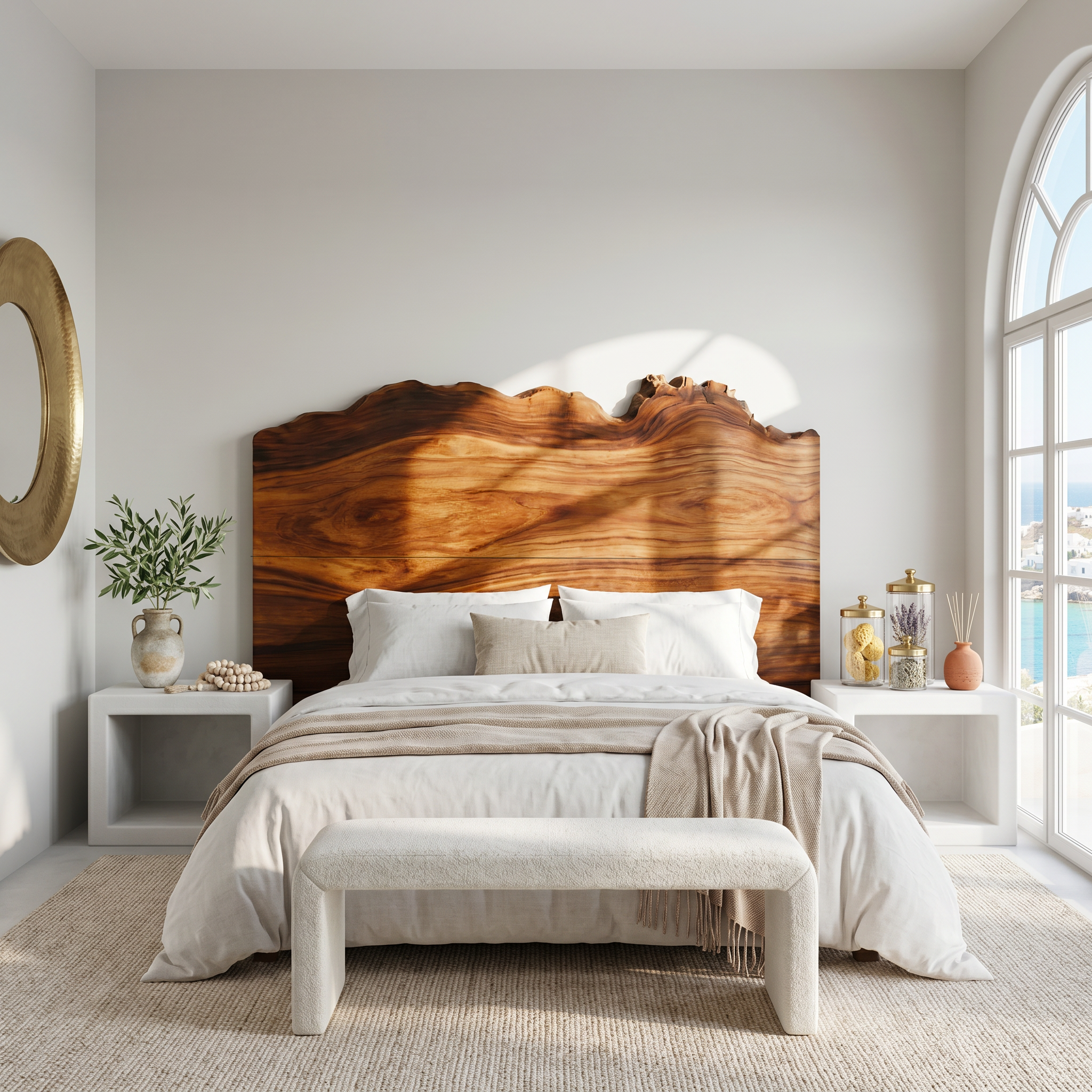 Organic Natural Edge Headboard Wooden Bed Headboard For Bedroom