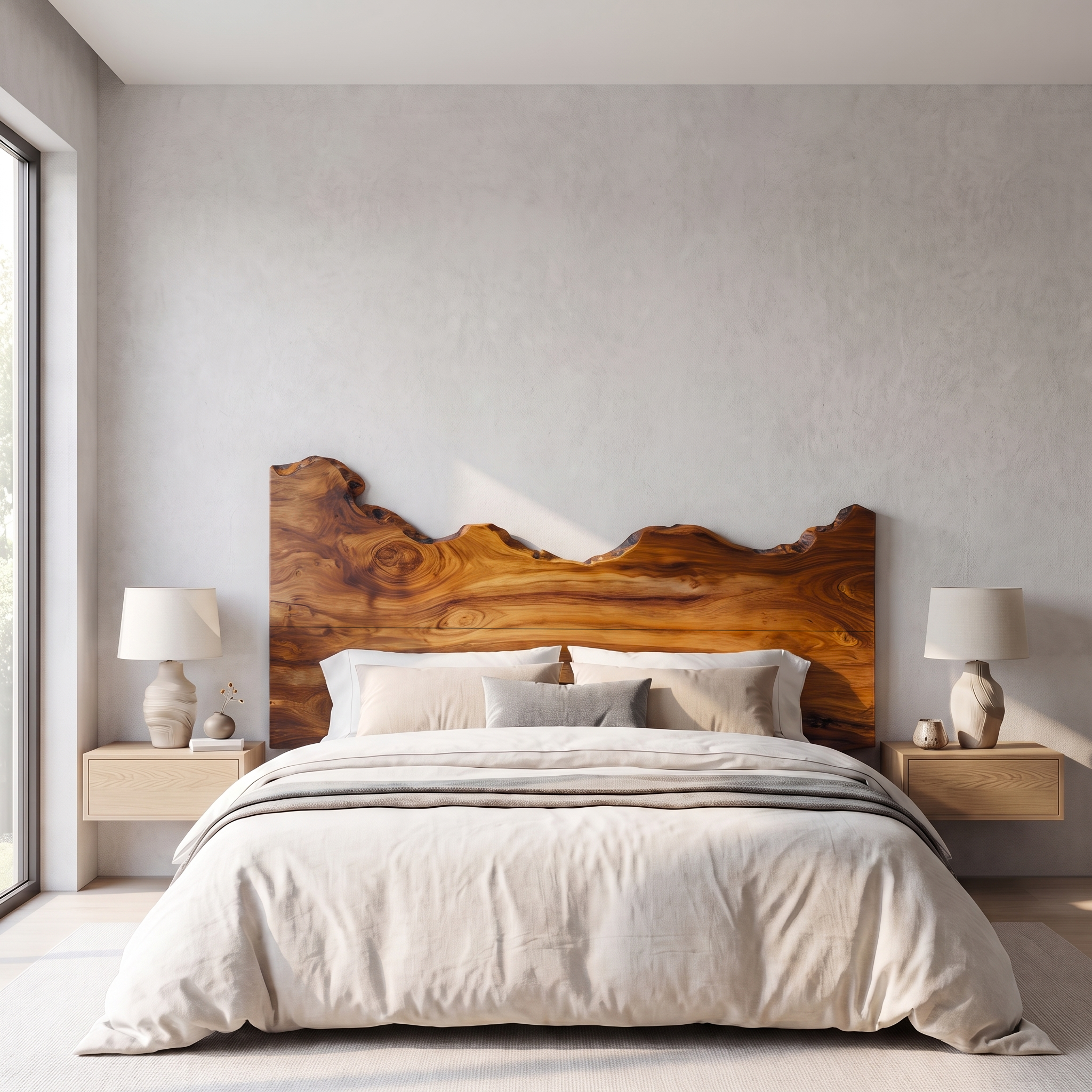 Contemporary Live Edge Wood Headboard For Bedroom