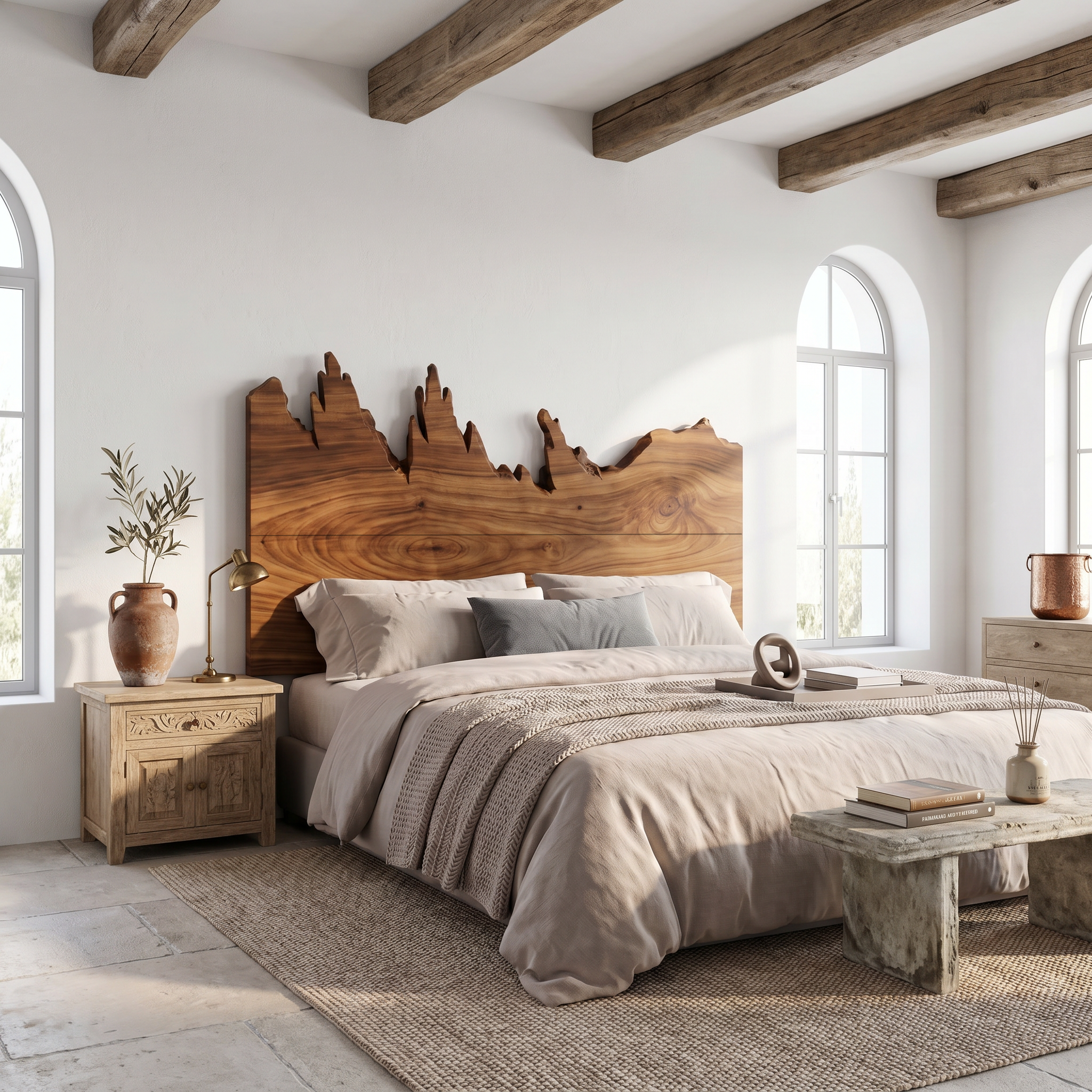 Rustic Mountain Ridge Headboard Wooden Bed Headboard For Bedroom