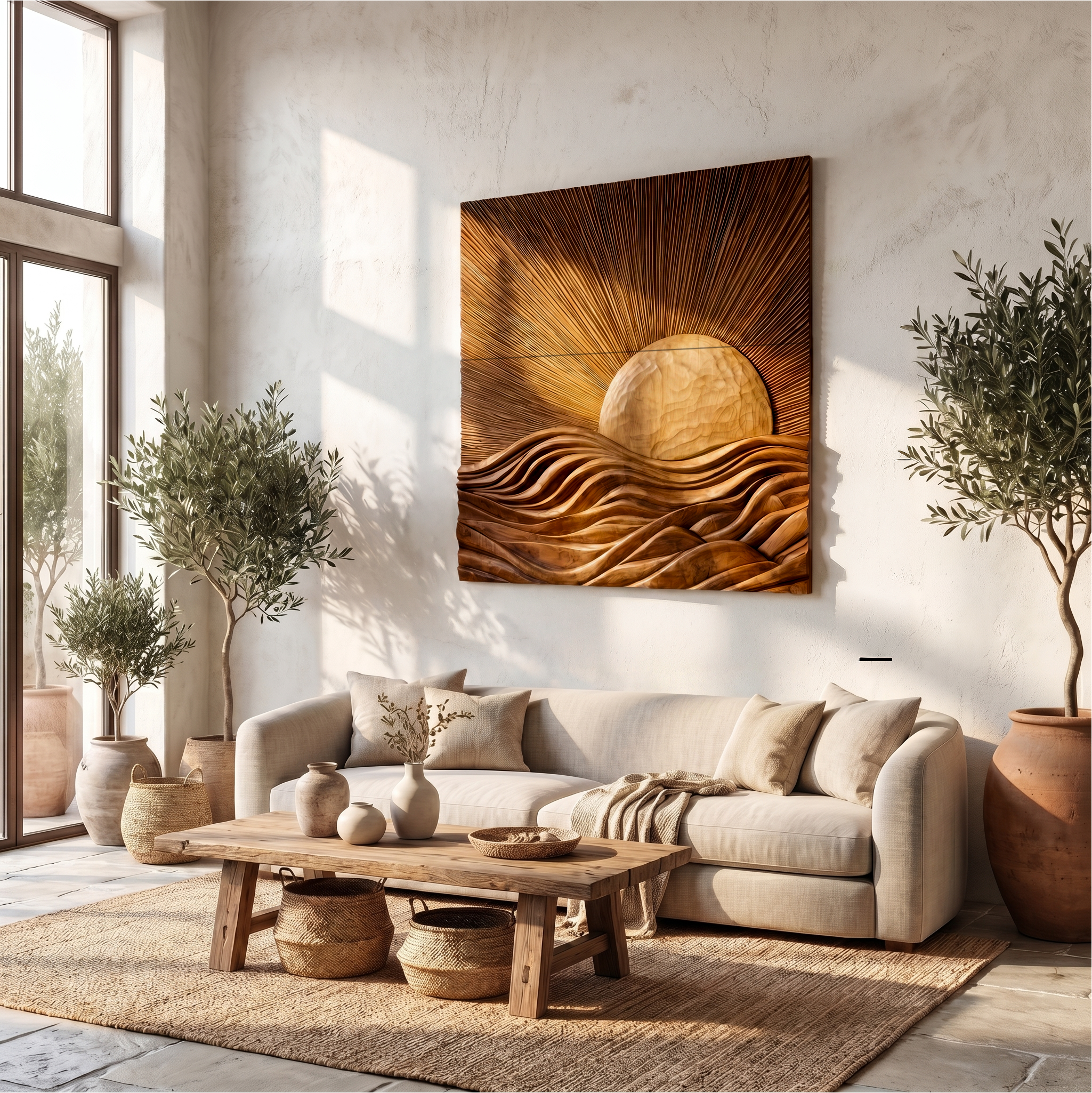 Organic Sunrise Wall Art Panel For Living Room And Entryway