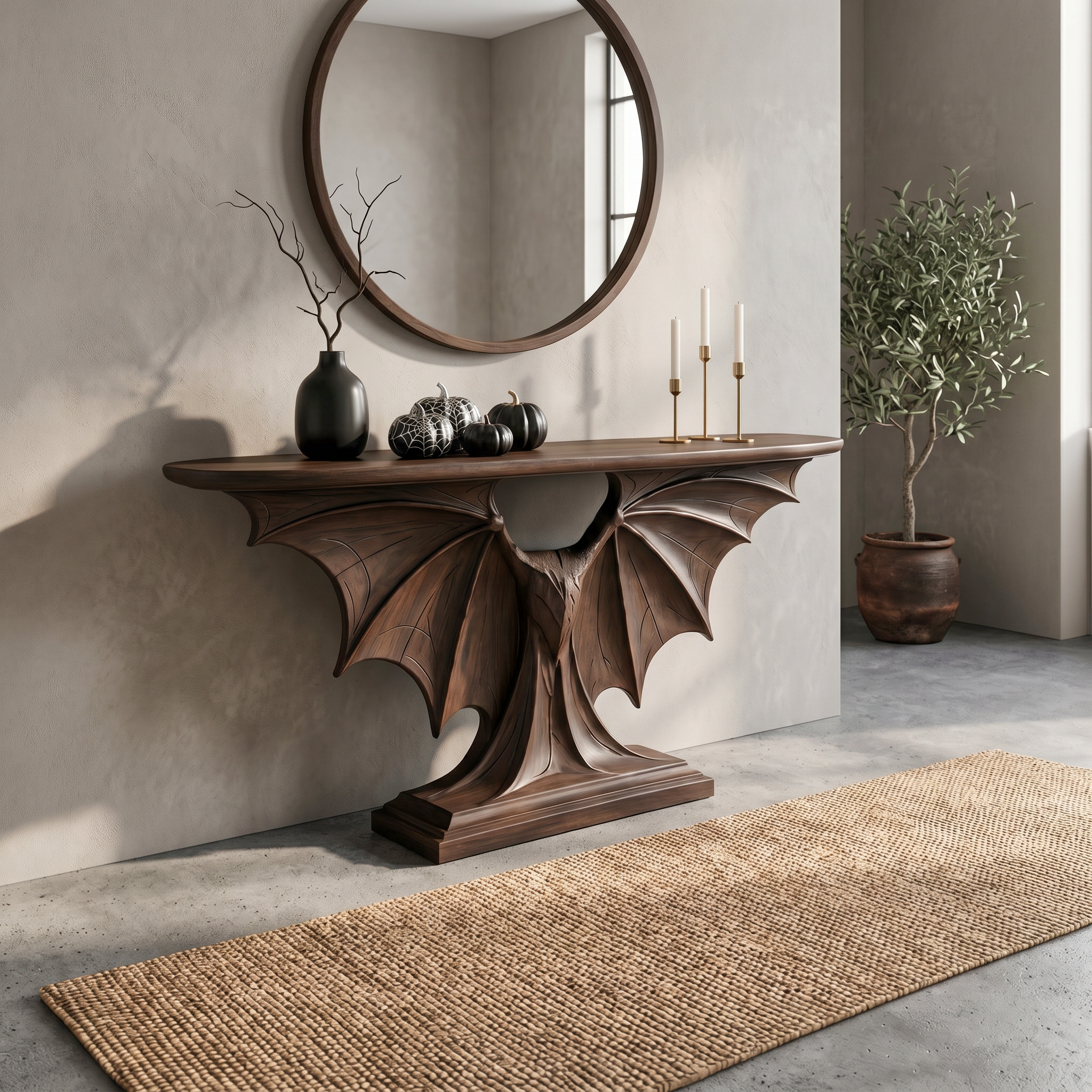 Modern Console Table Handcrafted Sculptural Design For Living Room Entryway