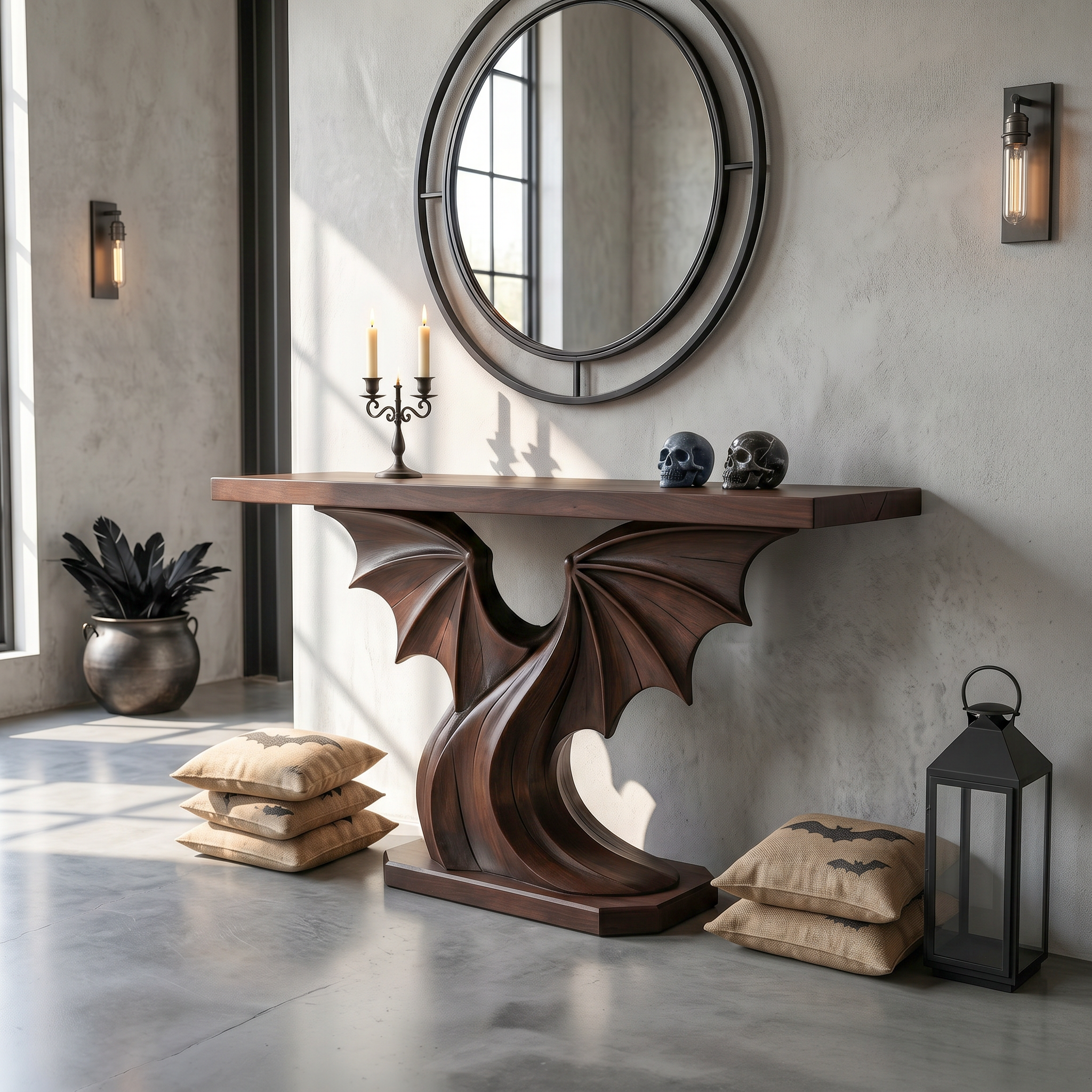 Modern Console Table Handcrafted Organic Sculptural Design For Entryway Hallway
