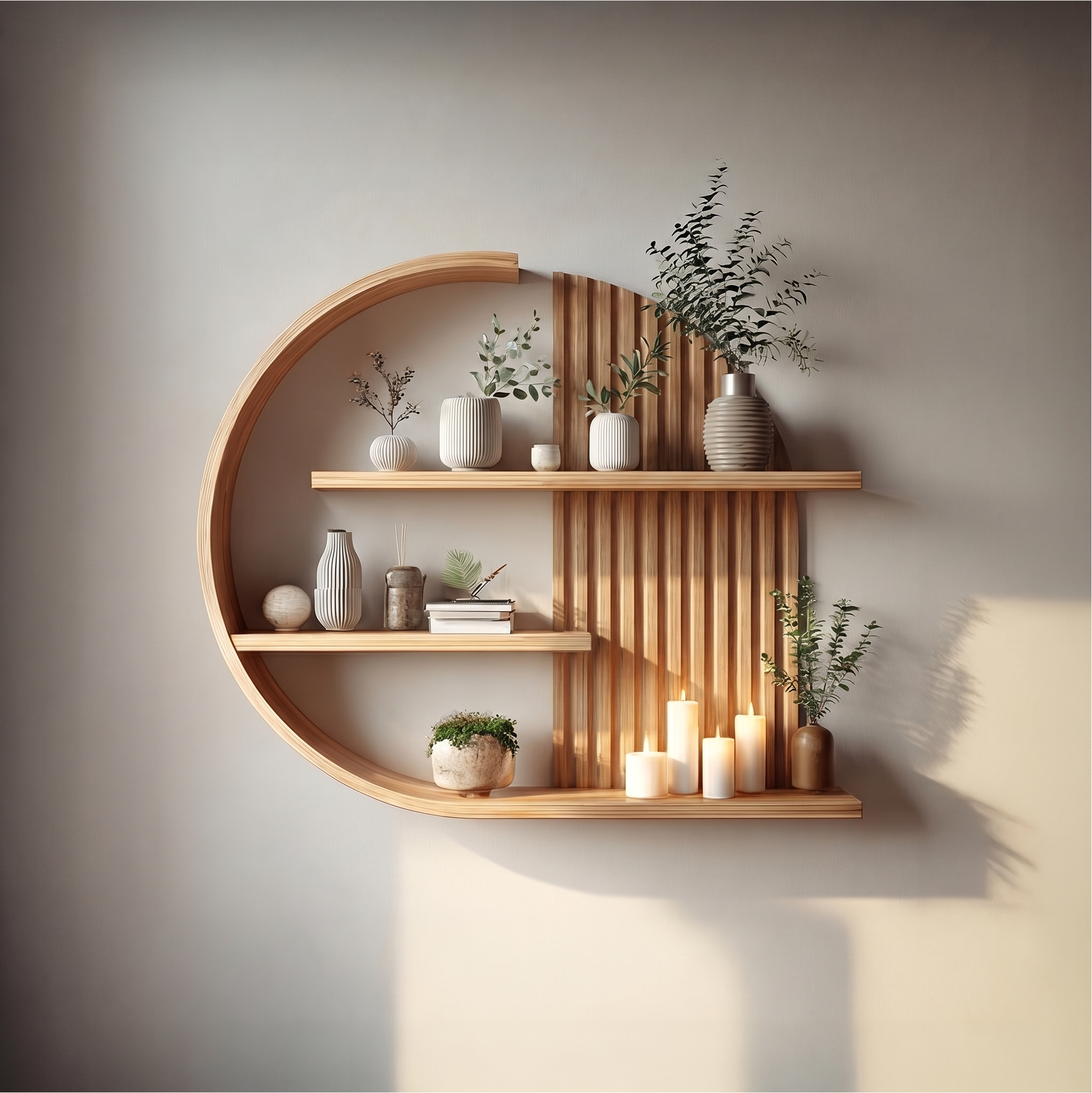 Japandi Minimal Wall Shelf Living Room And Calm Space