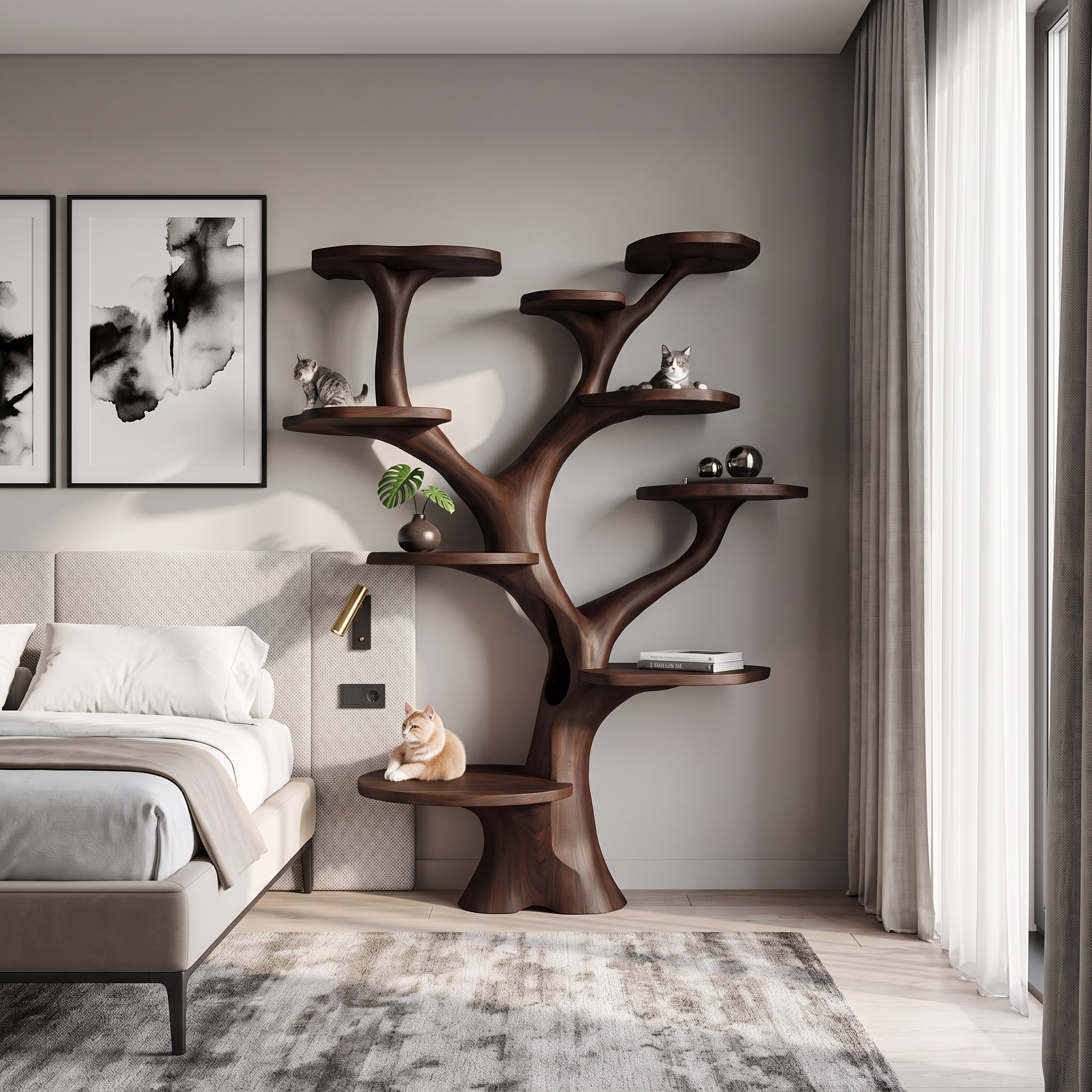 Rustic Handcrafted Cat Tree Furniture Contemporary Interiors