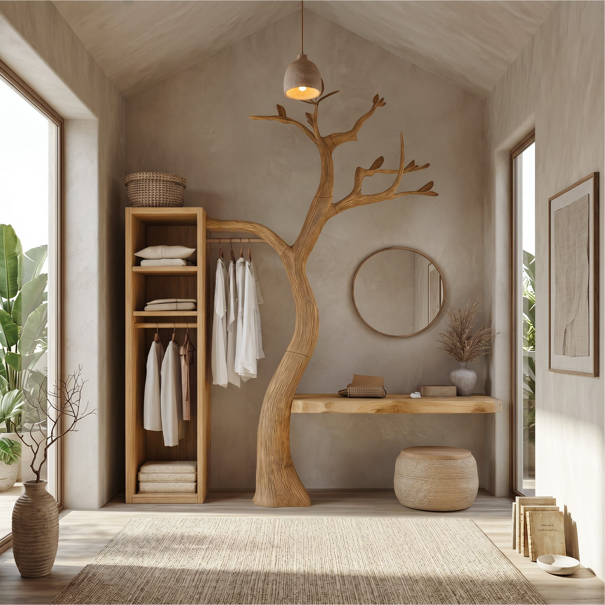 Natural Wardrobe Tree Coat Rack Bedroom And Walk In Closet