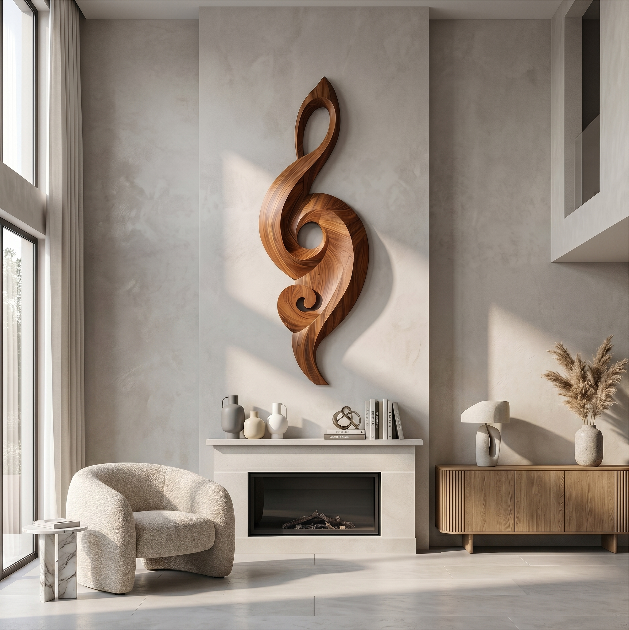 Minimalist Music Note Wooden Wall Art For Living Room