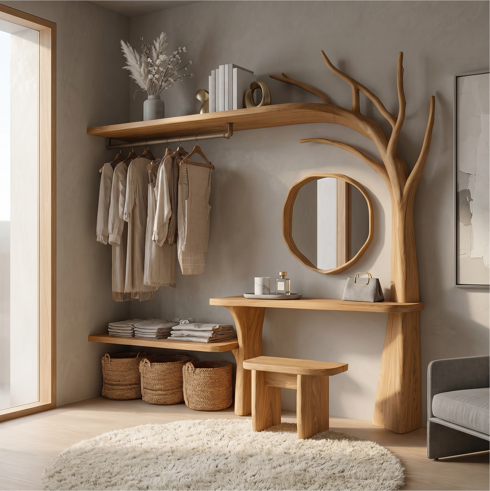Organic Tree Coat Rack Wardrobe Vanity Bedroom And Dressing Room