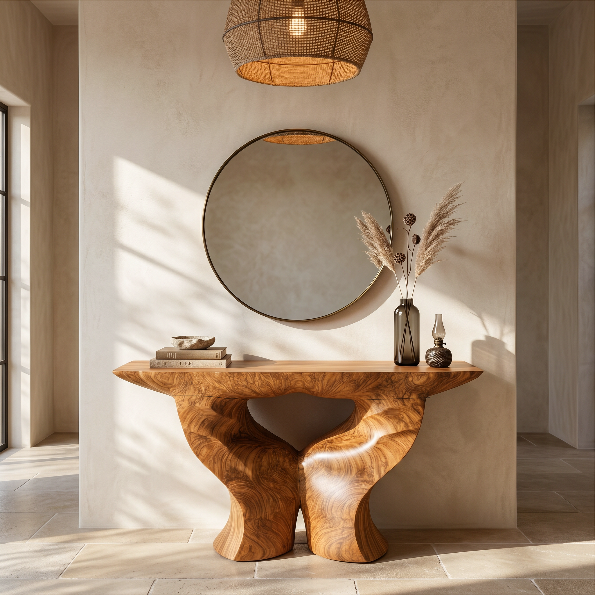 Organic Console Table With Artistic Nature Inspired Design For Living Room