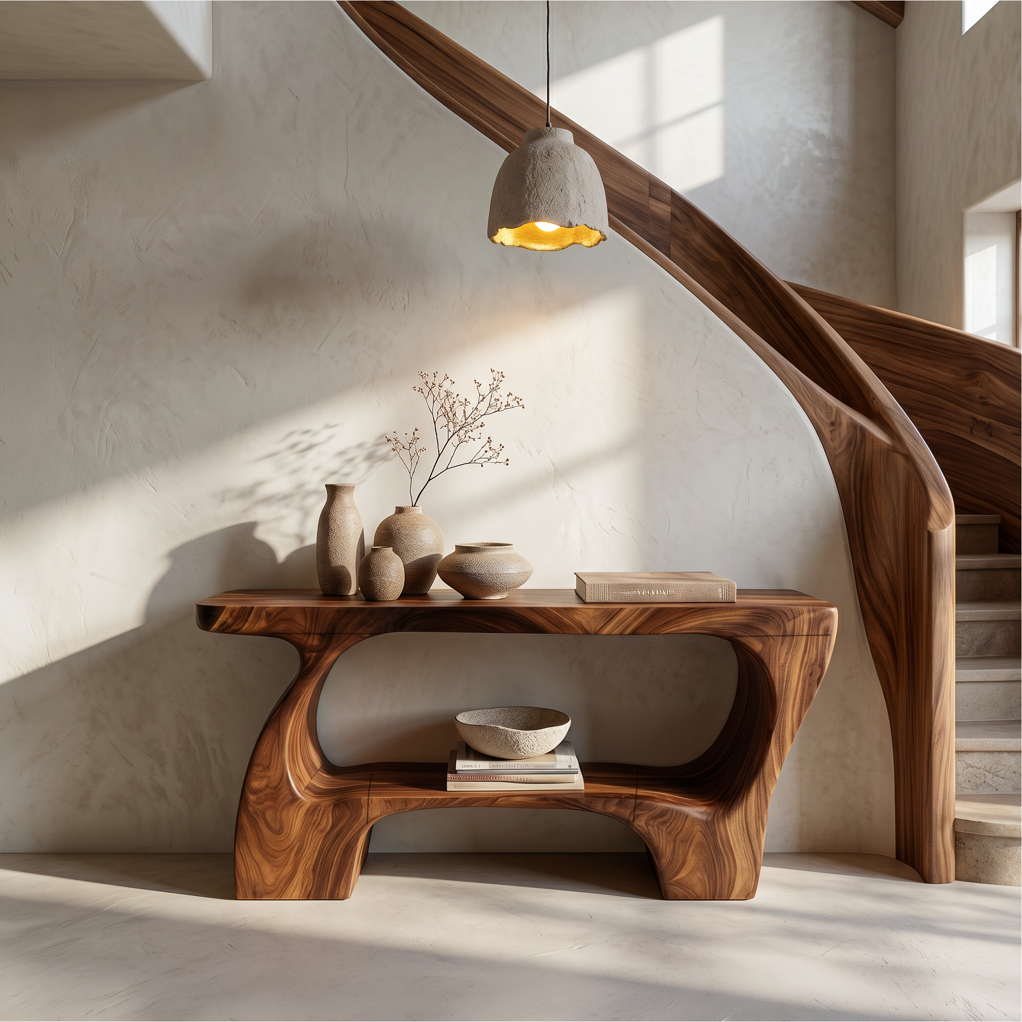 Contemporary Console Table With Artistic Open Structure For Living Room