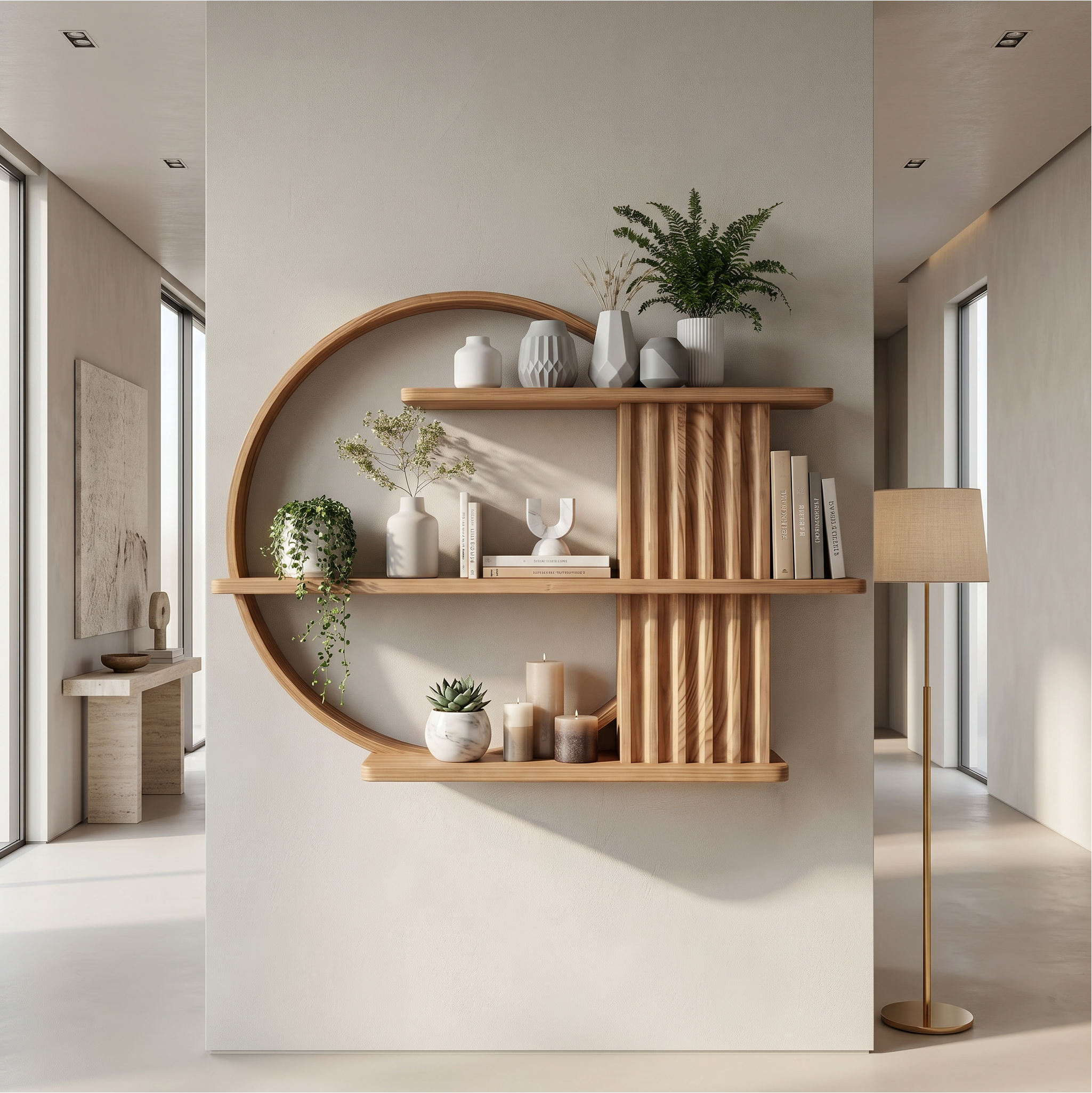 Japandi Minimal Display Shelf Living Room And Reading Room