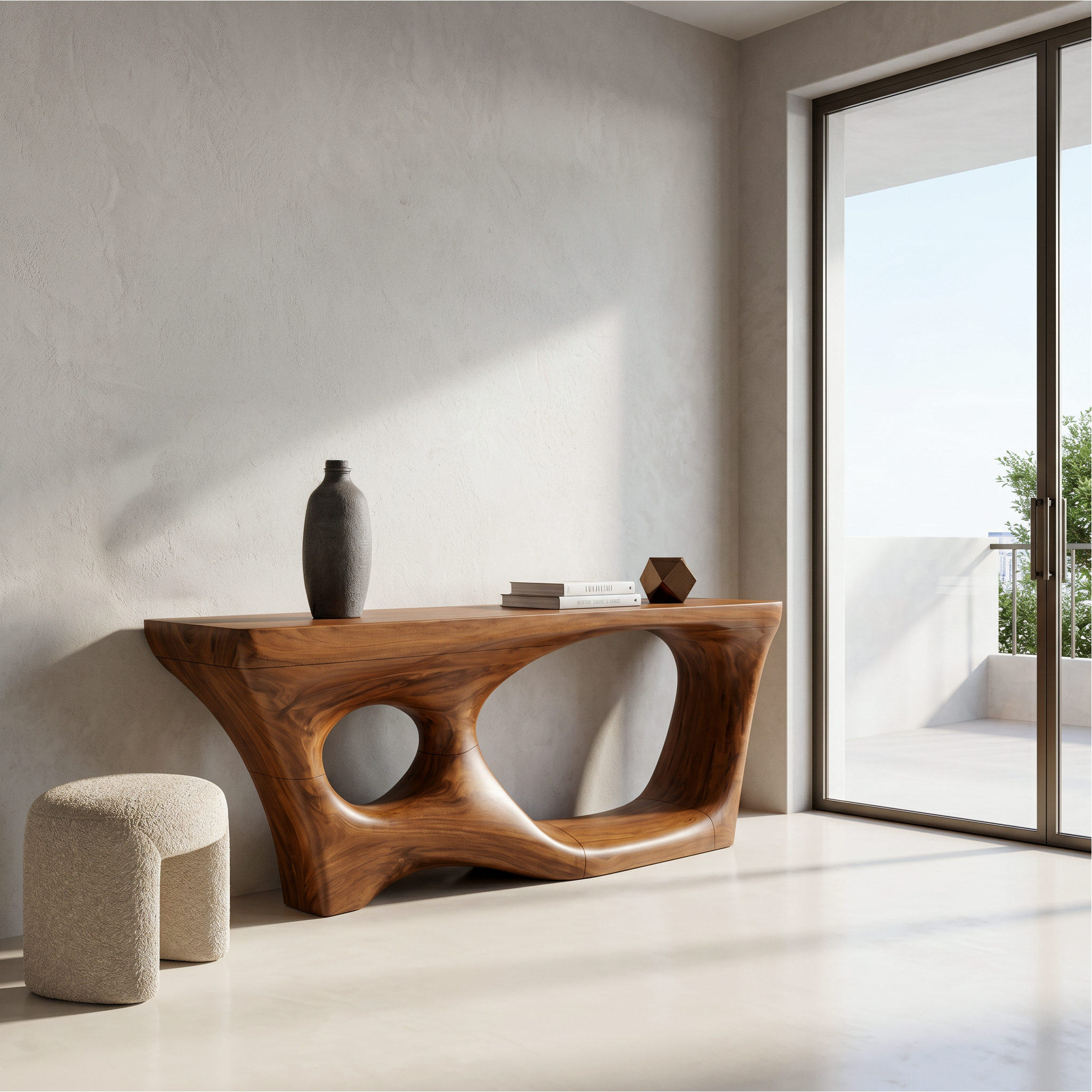 Contemporary Console Table With Sculptural Curved Design For Hallway
