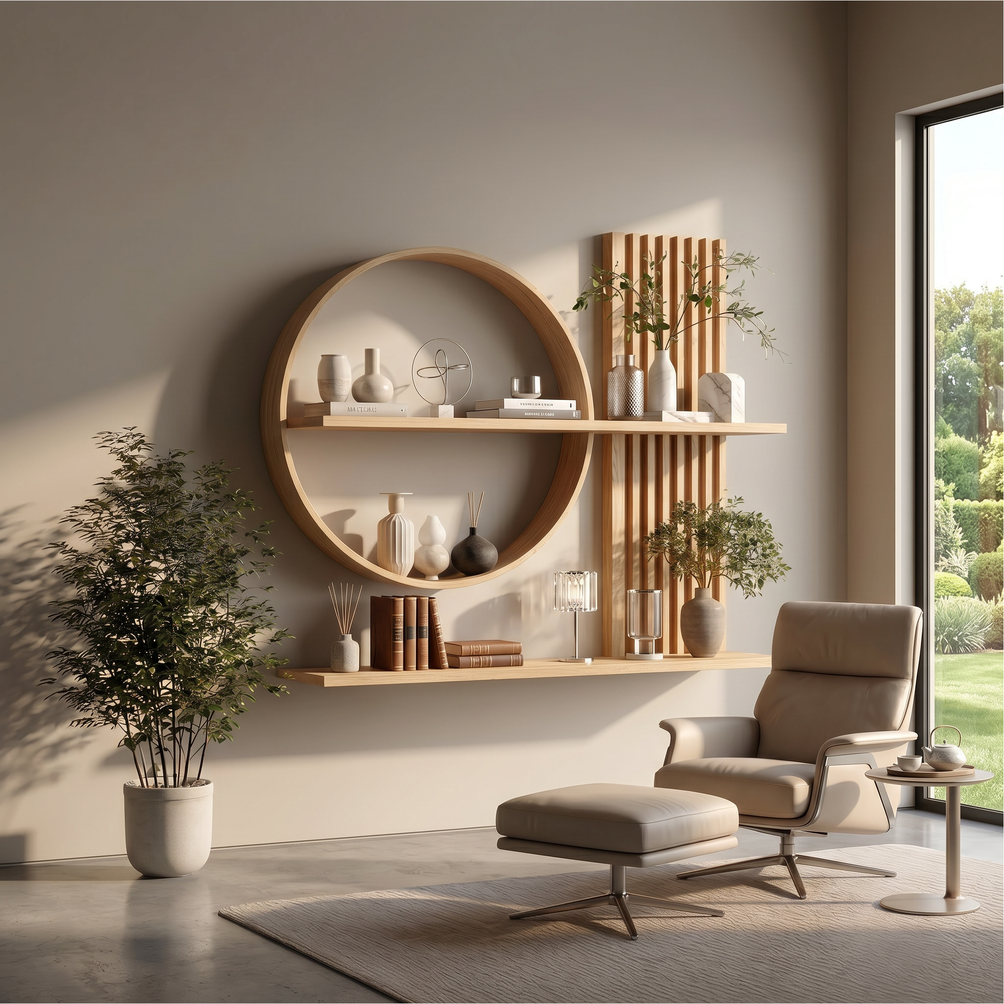 Scandinavian Japanese Wall Decor Shelf Living Room And Natural Room