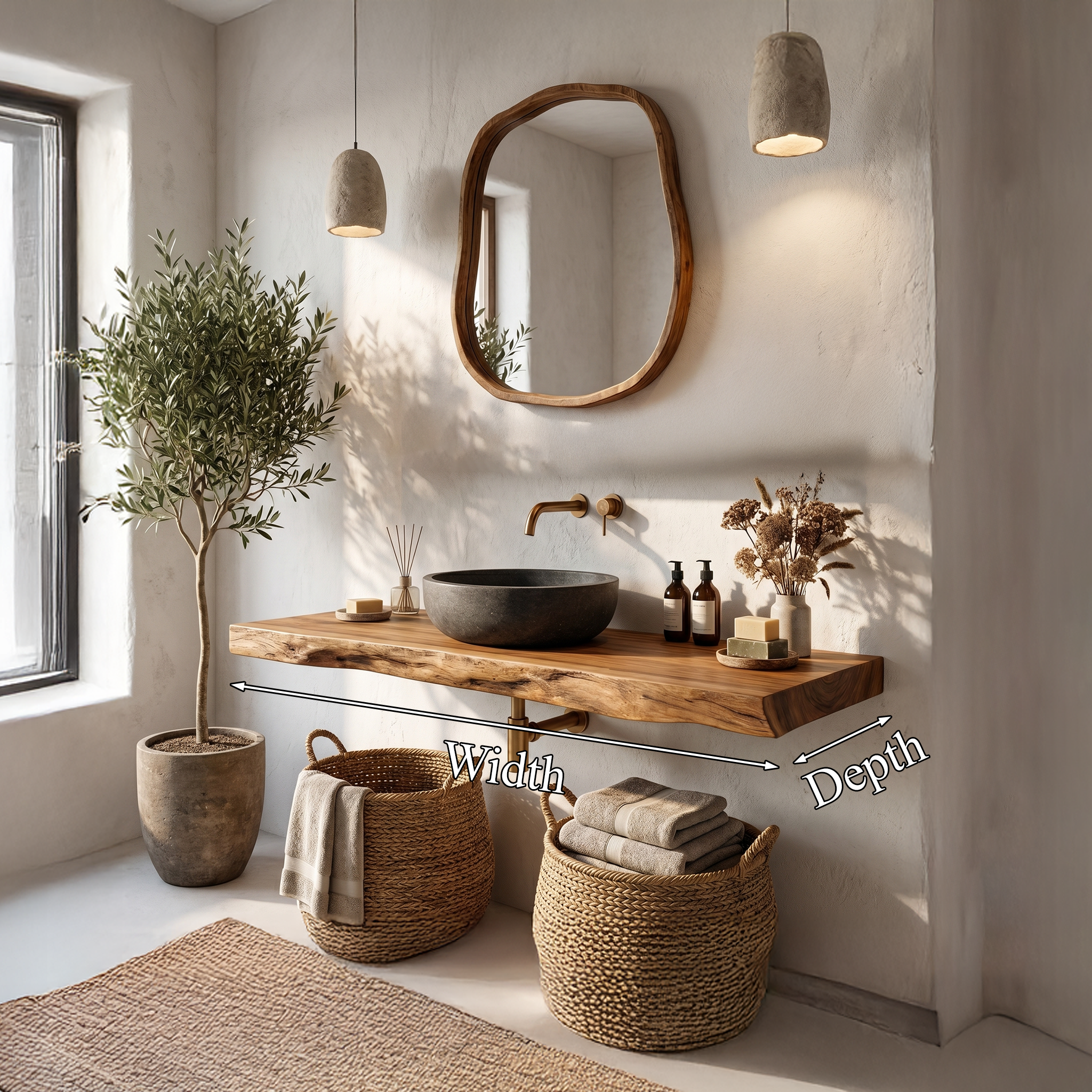 Rustic Organic Bathroom Vanity With Natural Wood Design For Bathroom