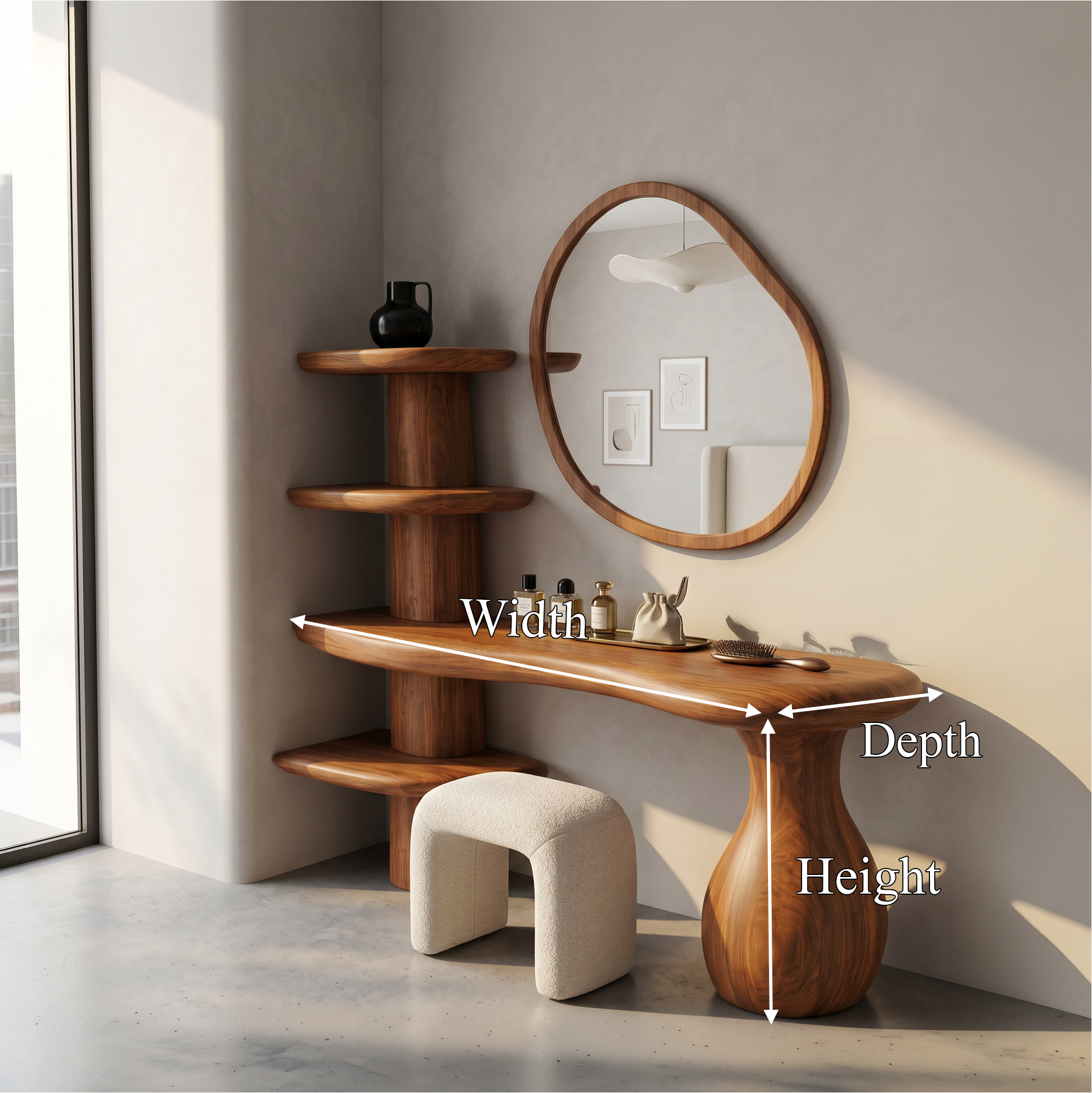 Organic Corner Vanity Table For Bedroom