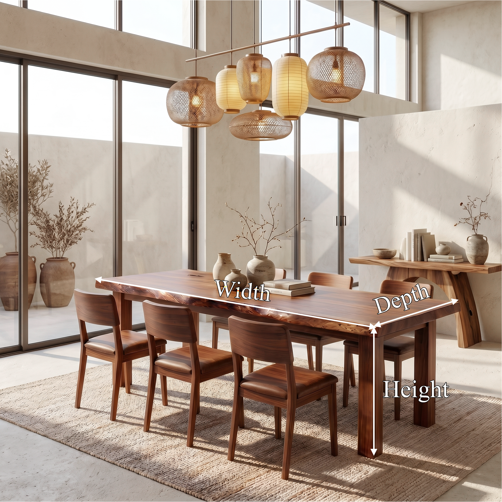 Mid Century Dining Table With Double Pedestal Base For Dining Room