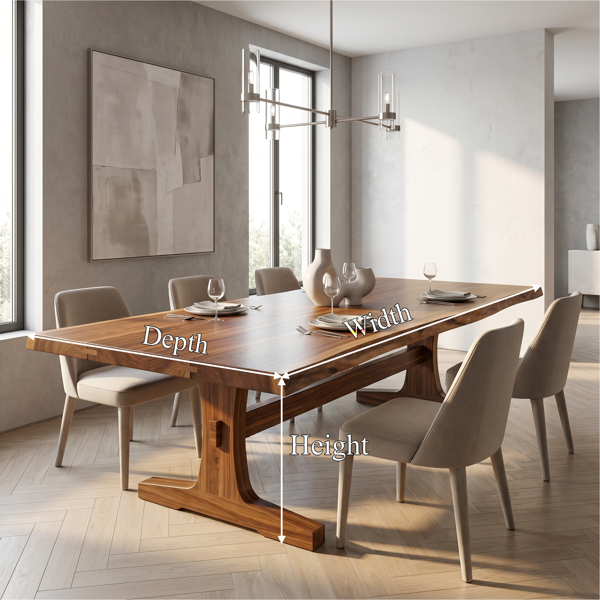Organic Live Edge Dining Table With Waterfall Wood Base For Dining Room