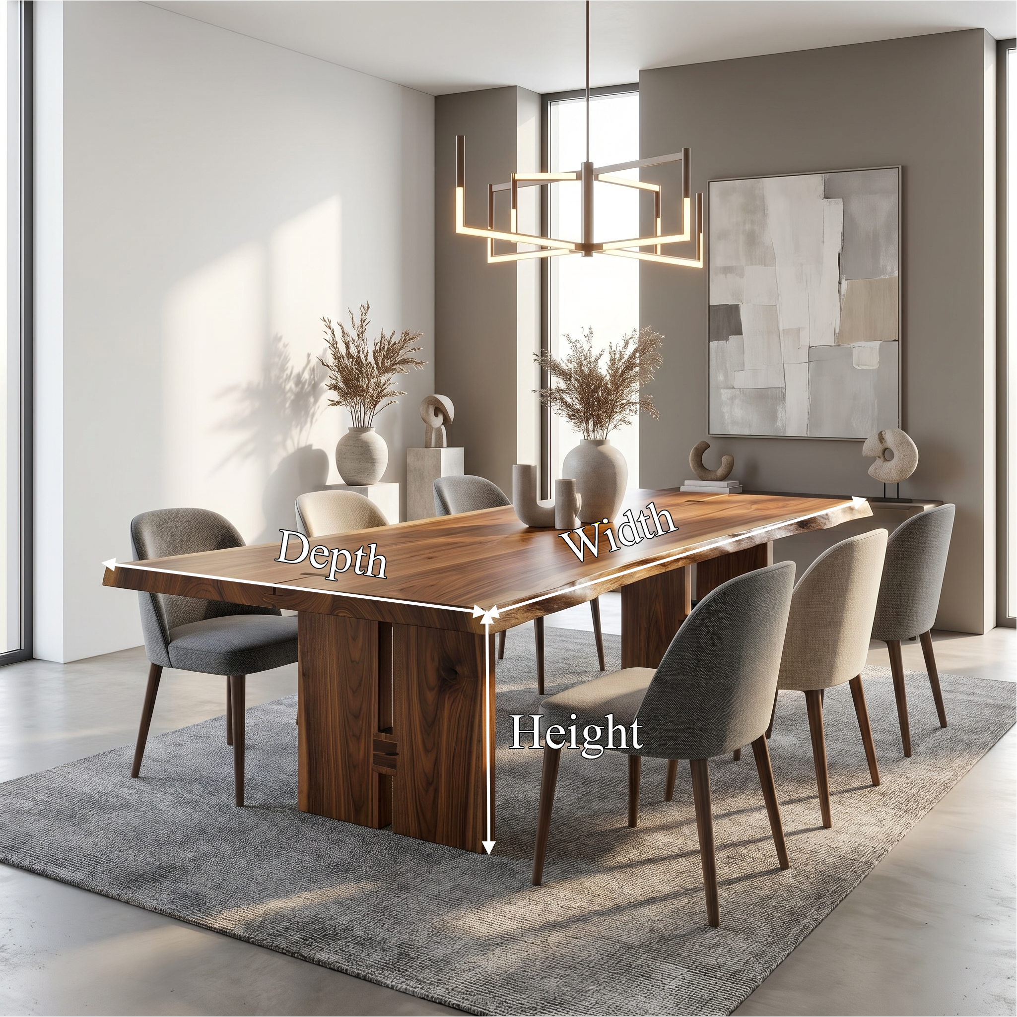 Sculptural Dining Table With Chunky Pedestal Base For Dining Room