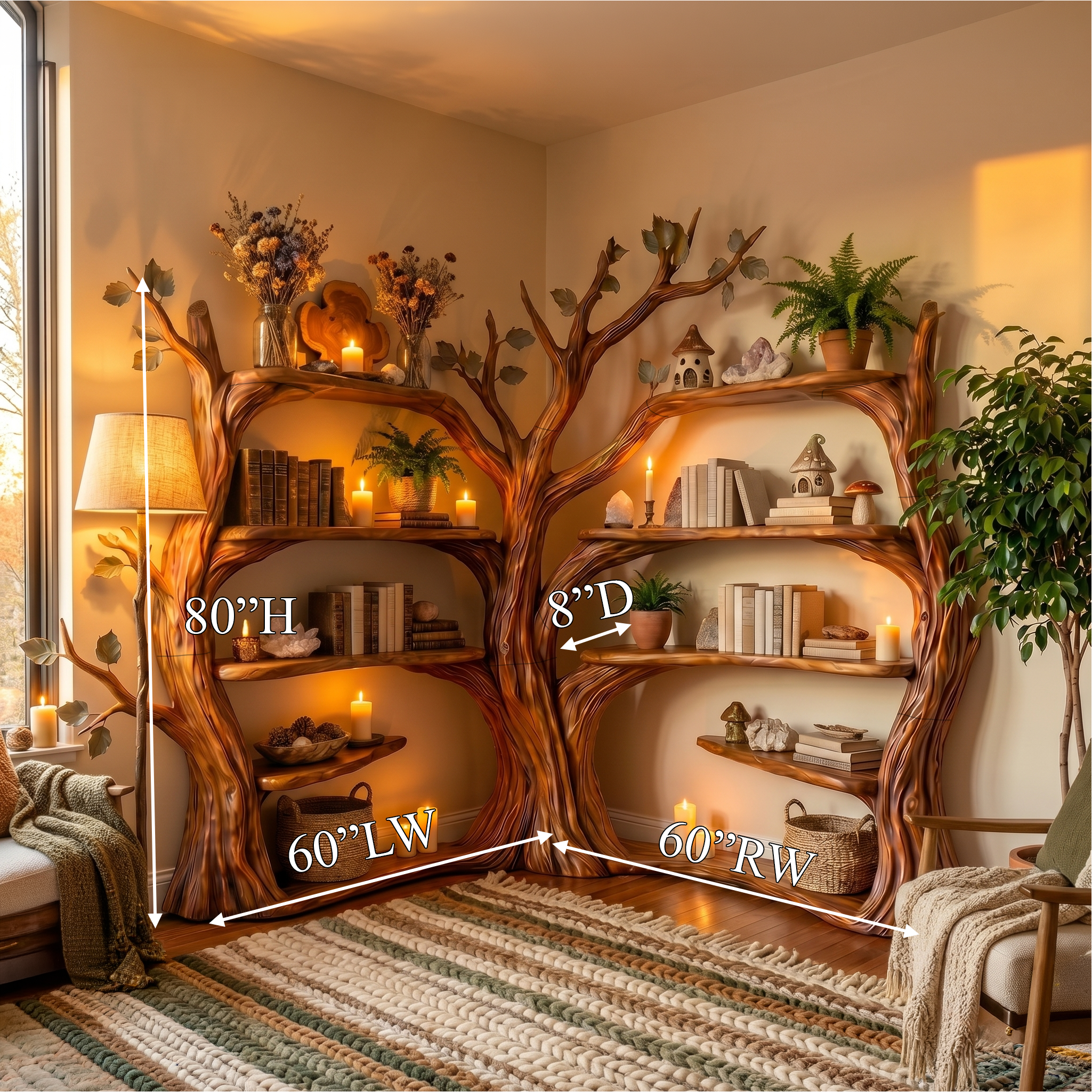 Tree Corner Bookshelf For Living Room And Reading Room