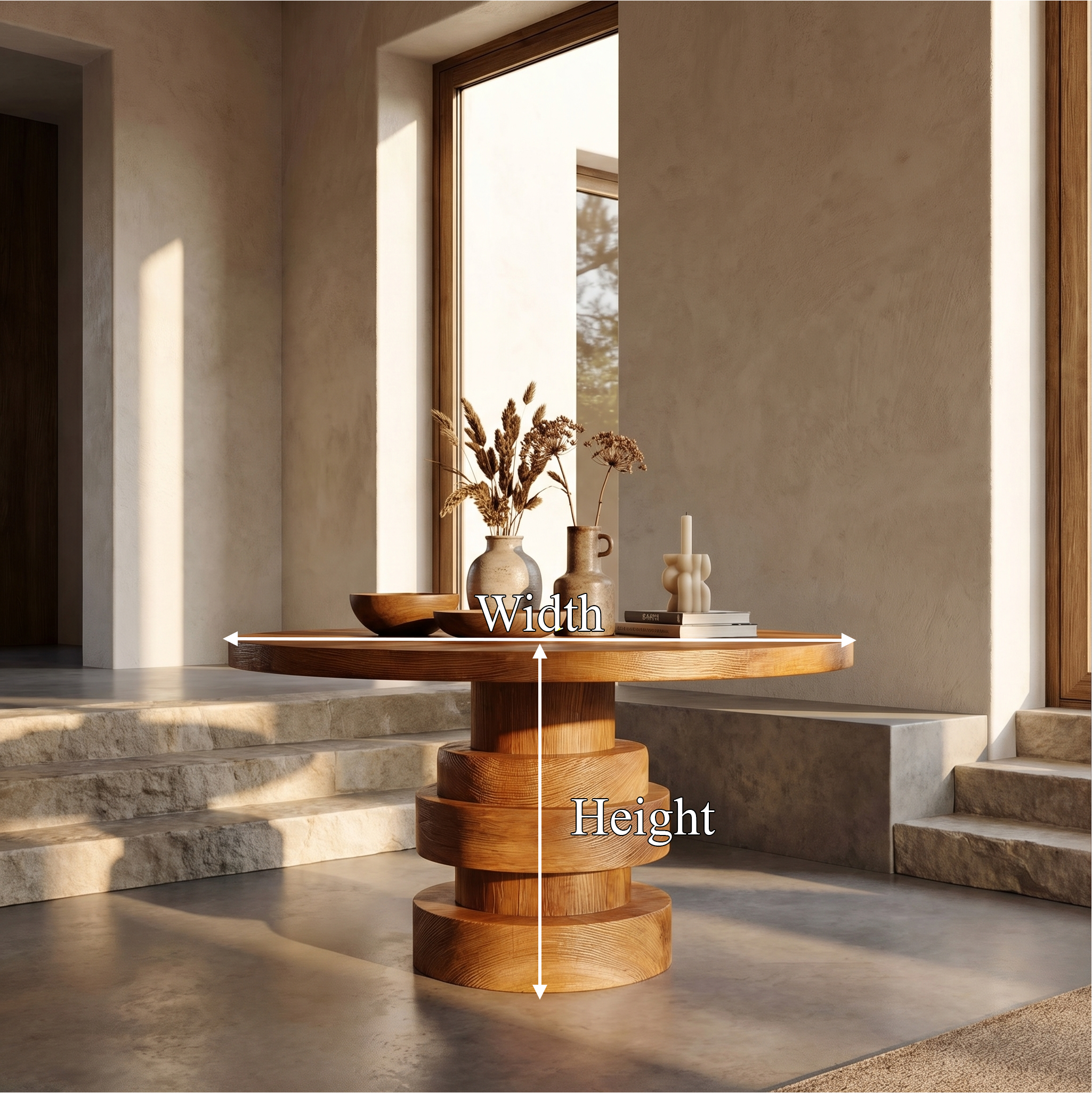 Modern Luxury Stacked Base Round Entryway Table For Entryway And Lobby