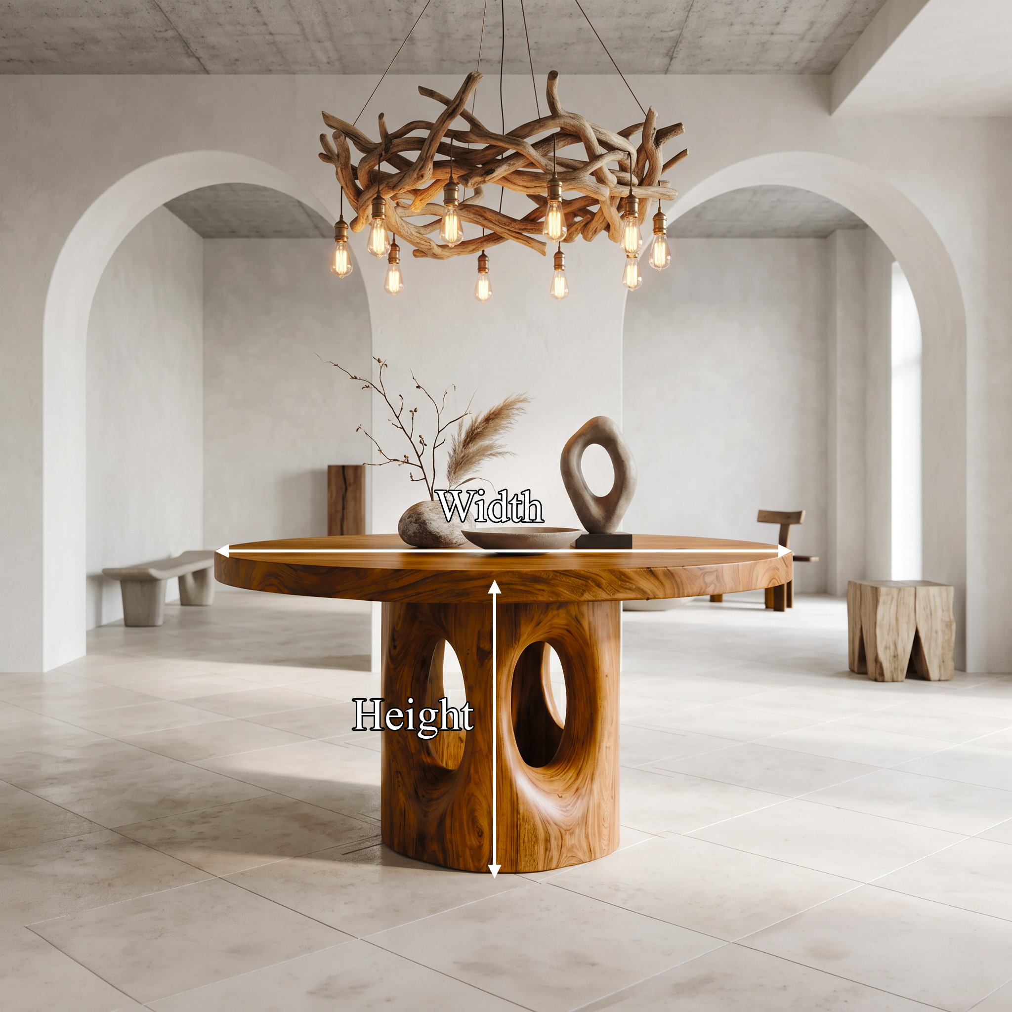 Rustic Foyer Center Table With Tree Stump Inspired Design For Entryway And Foyer