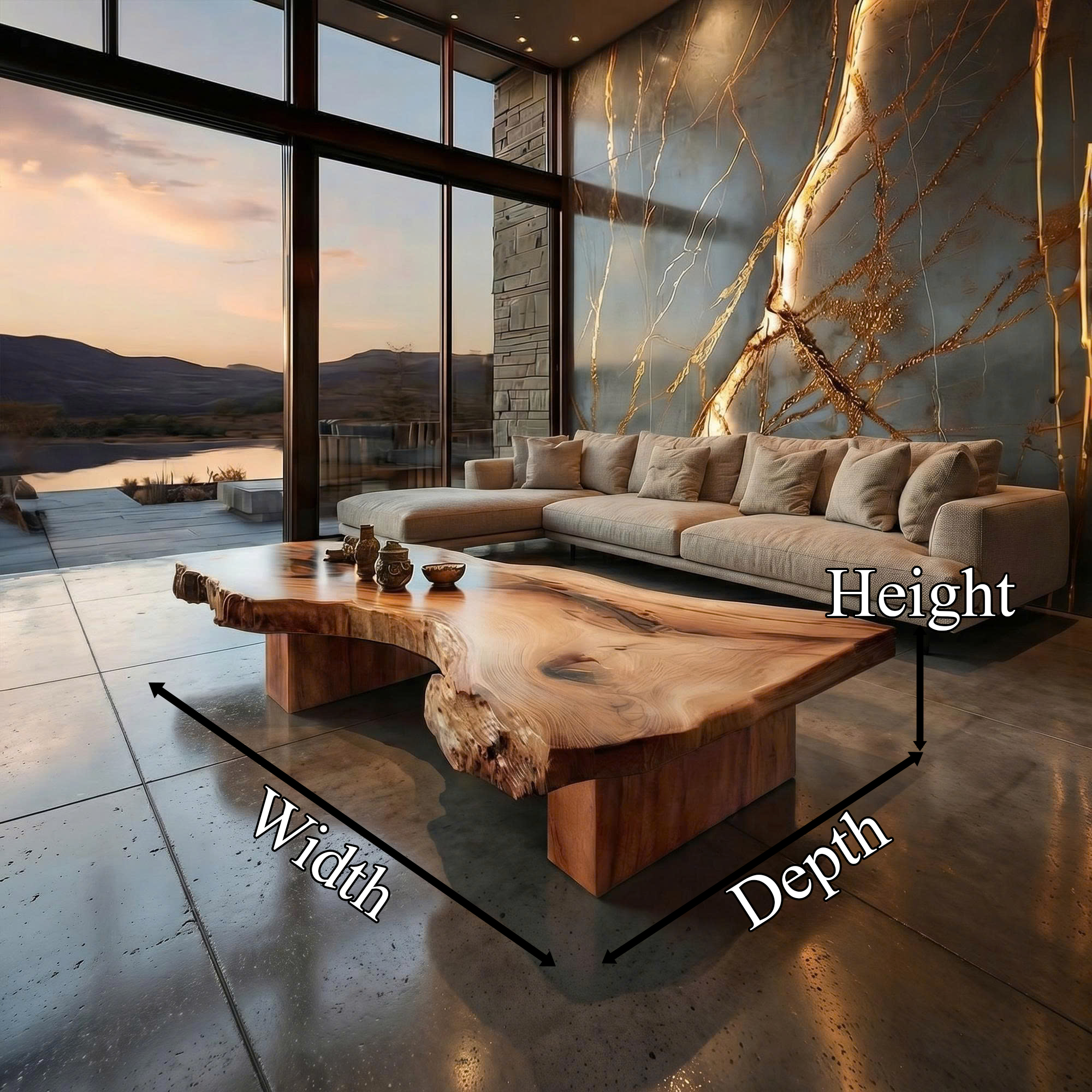 Rustic Sculptural Coffee Table Modern Living Room Display