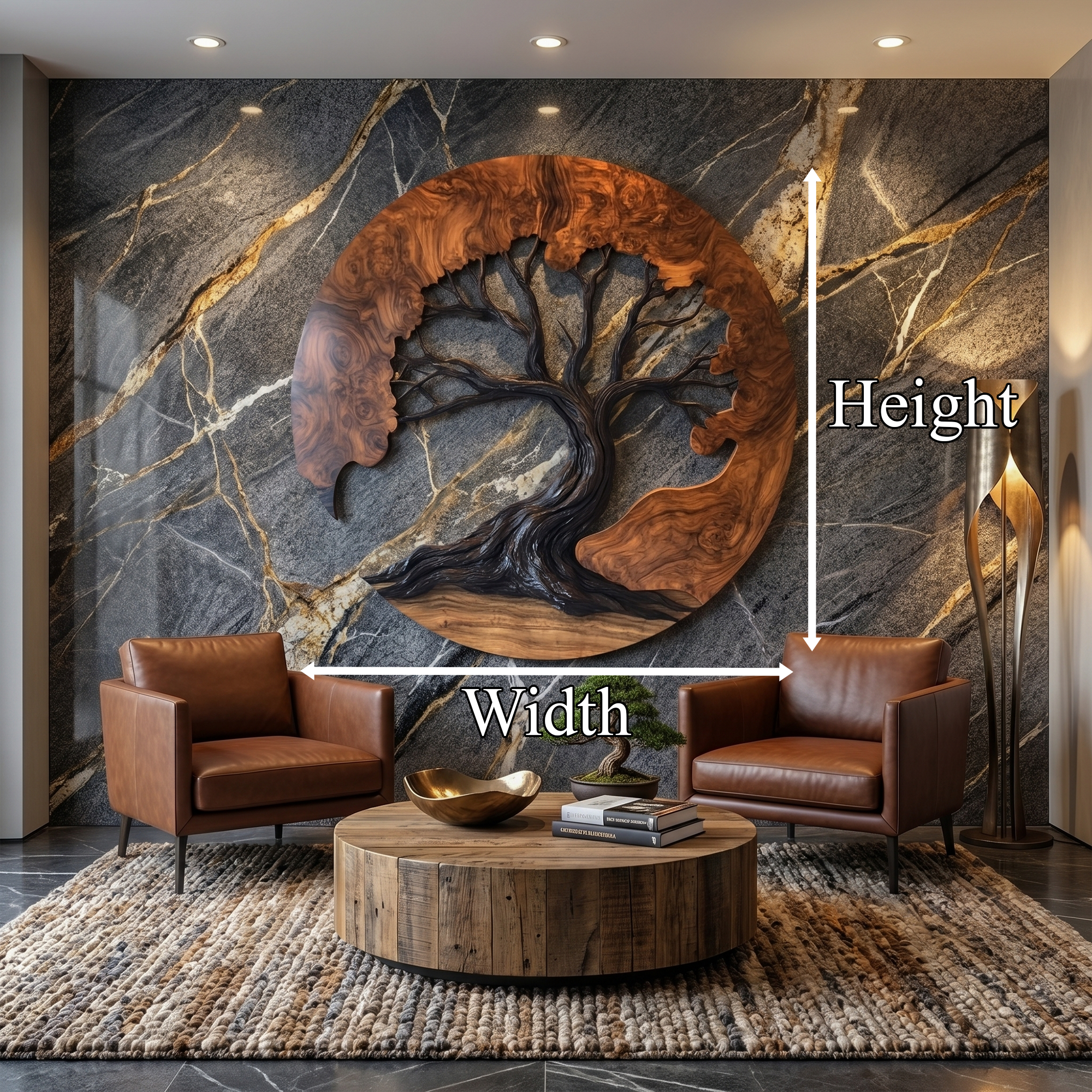Sculptural Wooden Tree Wall Decor For Living Room