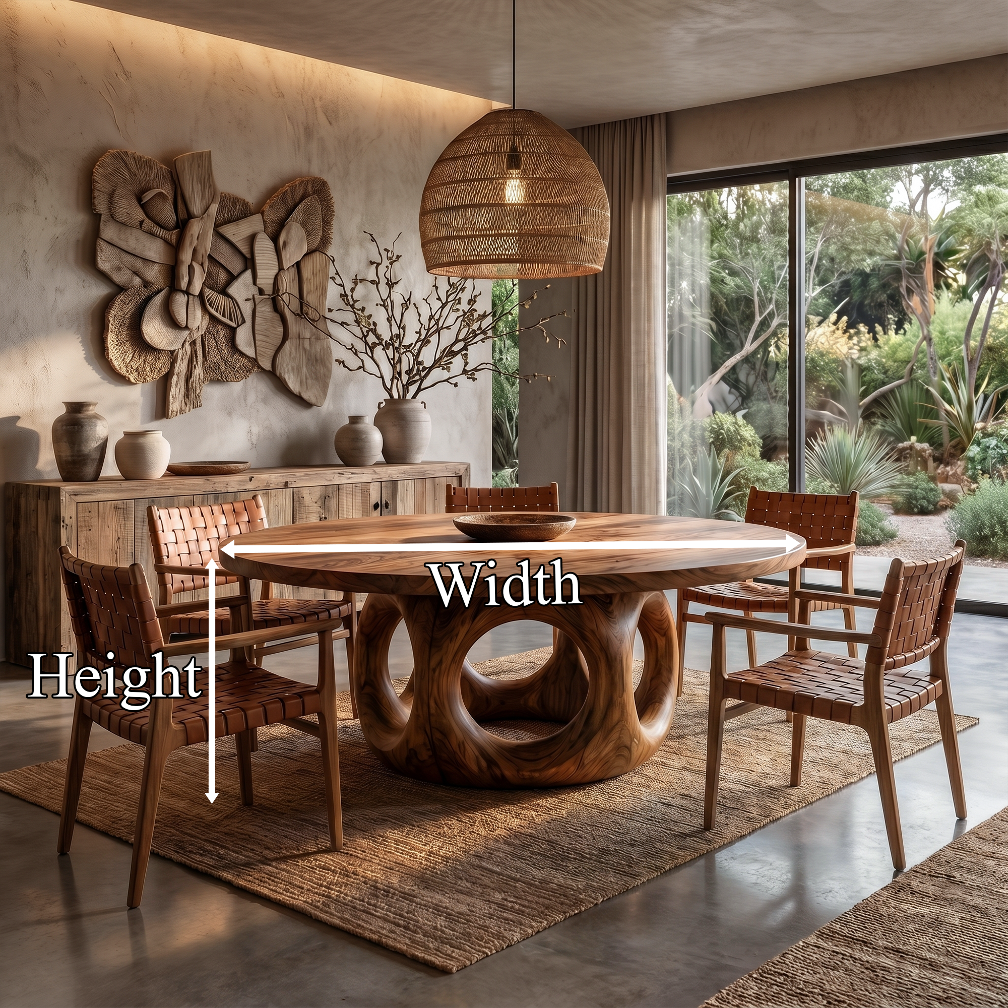 Handcrafted Round Dining Table Nature Inspired Design For Dining Room