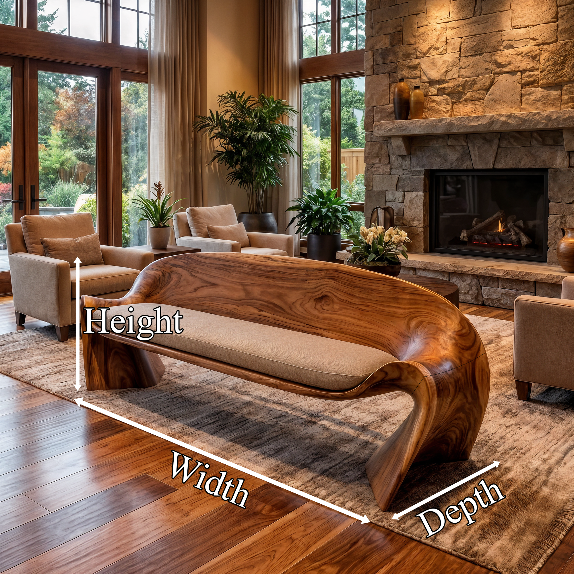 Rustic Sofa Nature Inspired Sculpture For Living Room