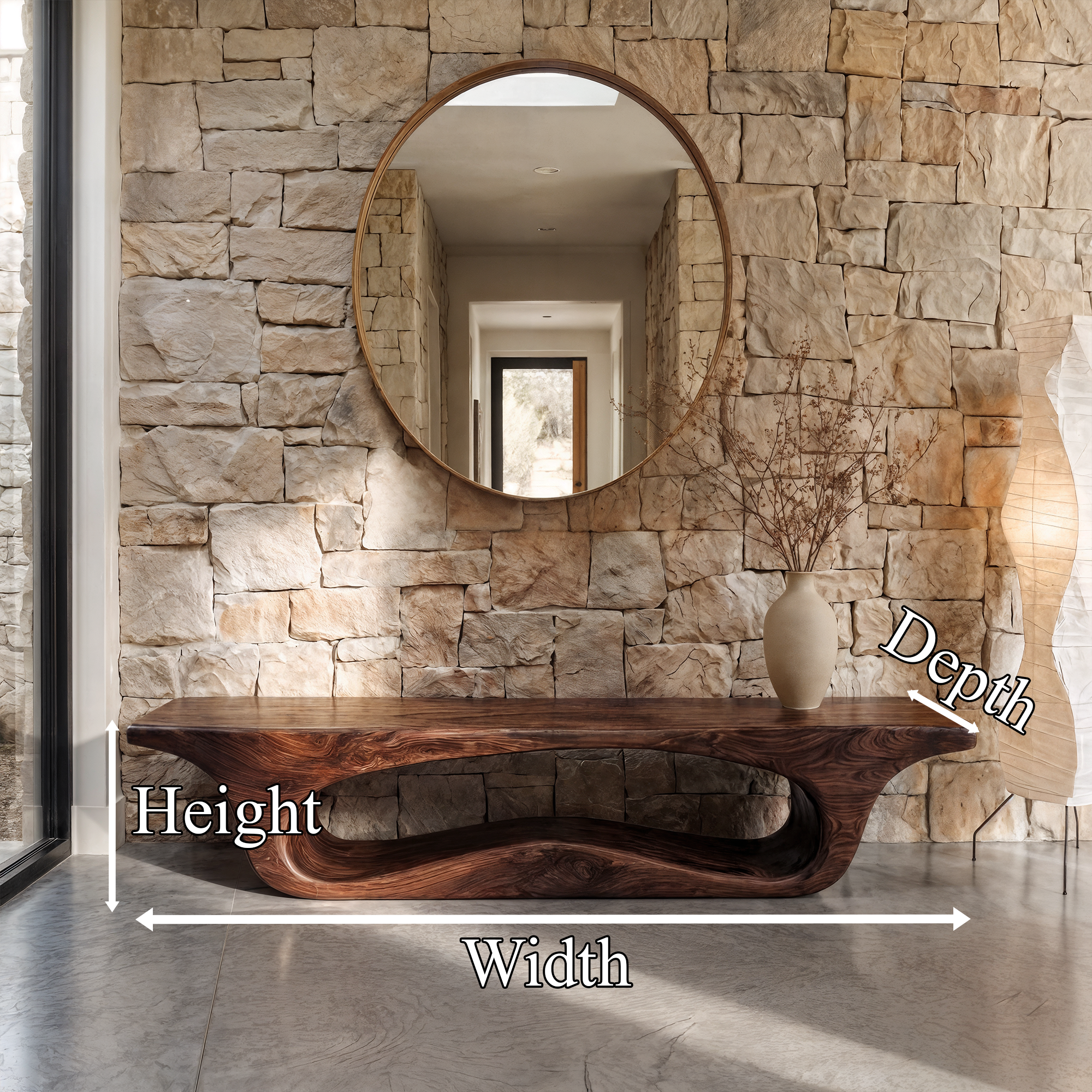 Modern Sculptural Bench For Entryway Or Living Room