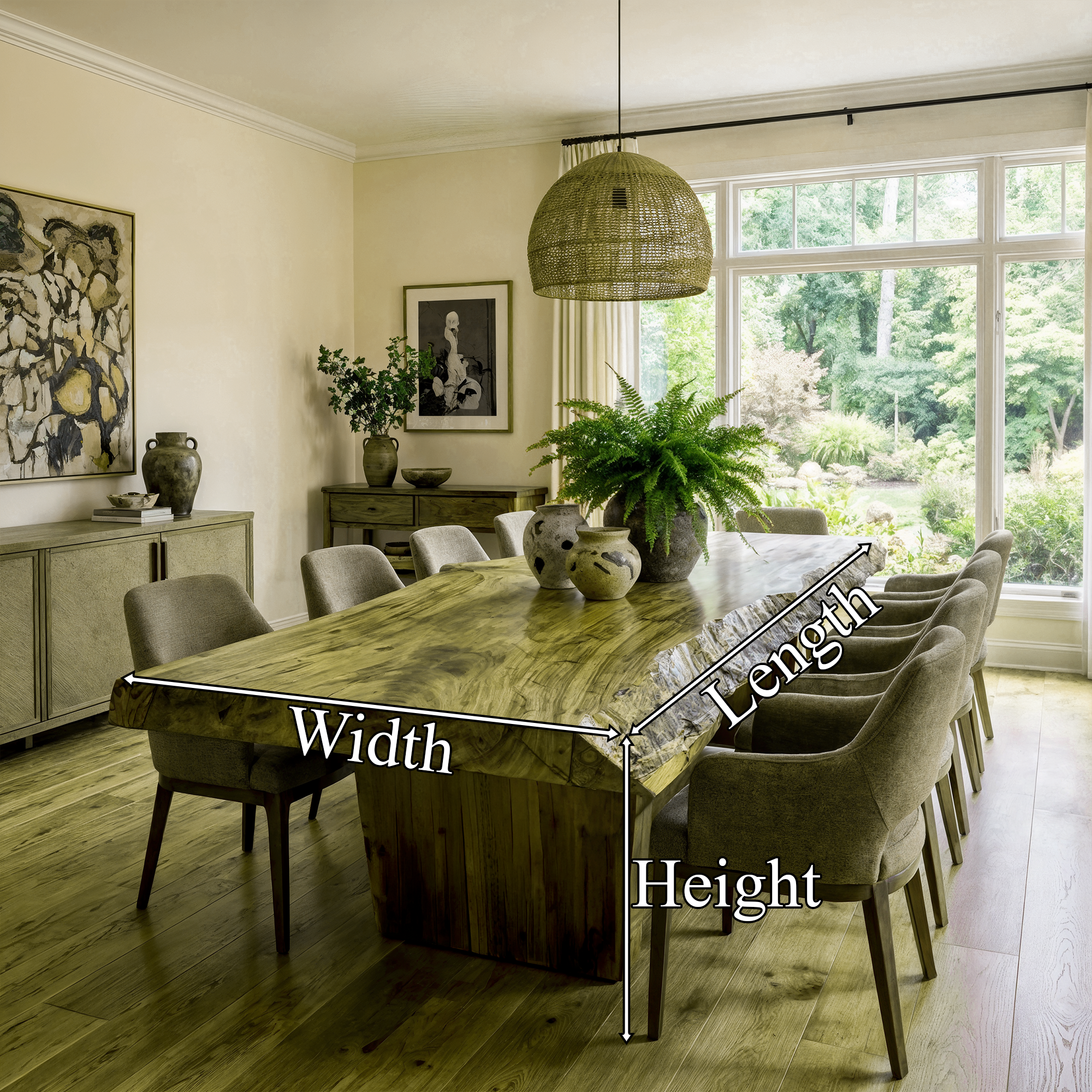 Mid Century Live Edge Table Dining Room